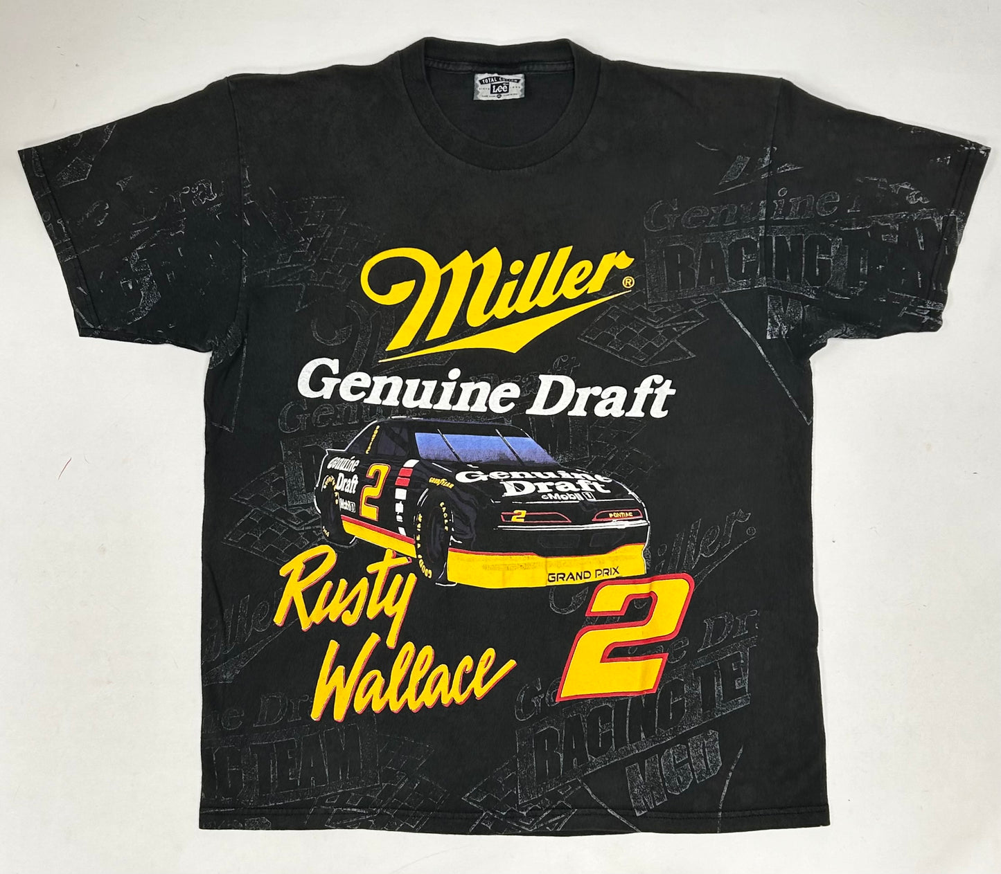 Vintage NASCAR PONTIAC Rusty Wallace Shirt #2 Miller Genuine Racing AOP 90s Tee XL 23.25x29.5 Inches