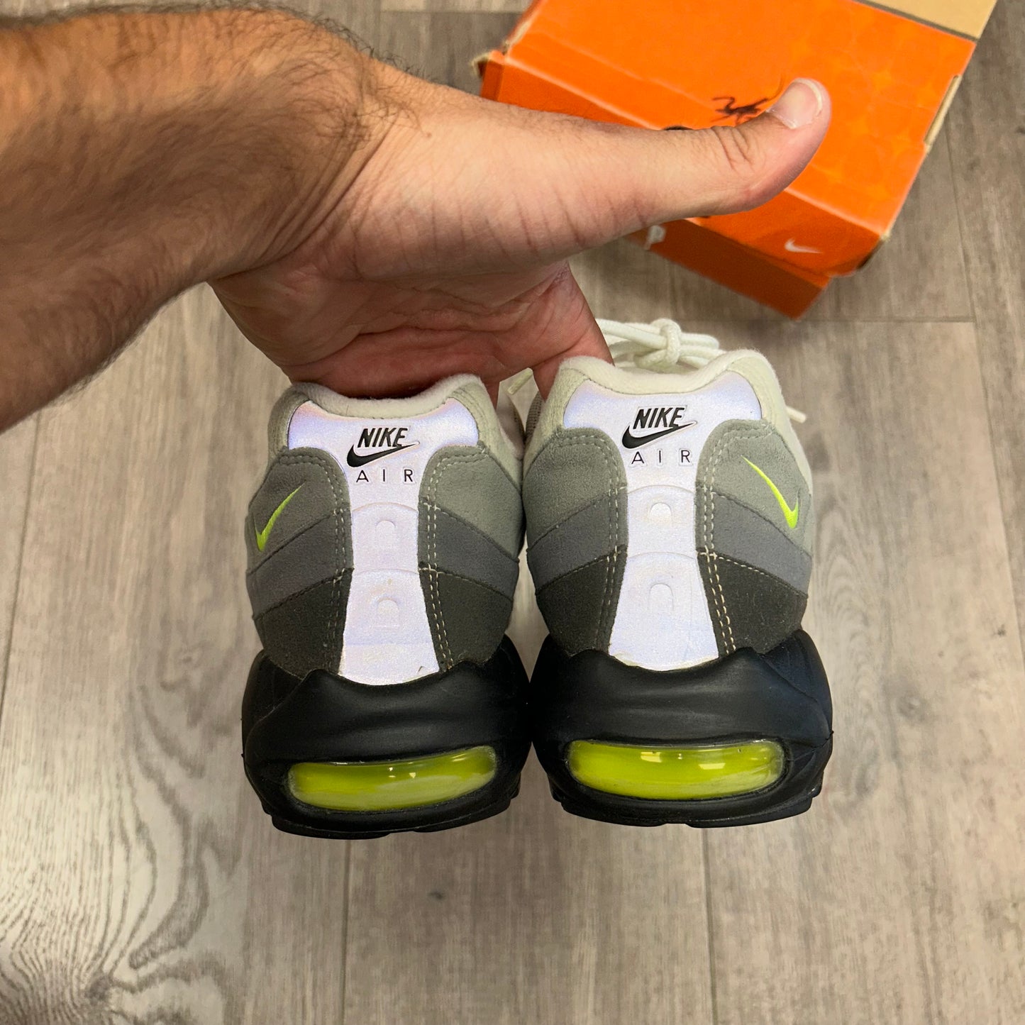 Vintage 2005 Nike Air Max 95 OG Neon Size 10.5 Used With Box 313111-071 Vietnam Wear At Your Own Risk