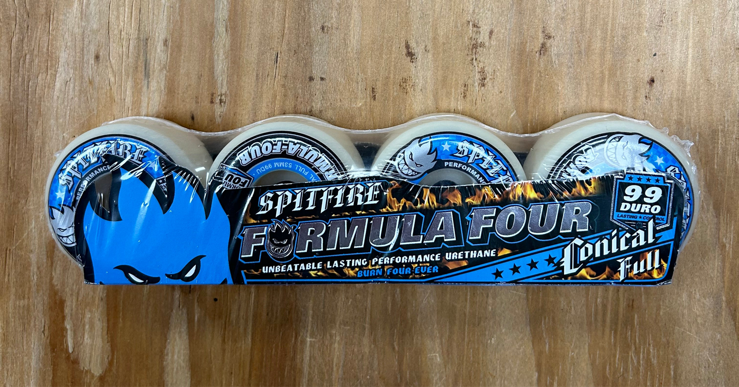Spitfire Formula 4 Conical Full 99 Duro 53 MM White/Blue Wheel