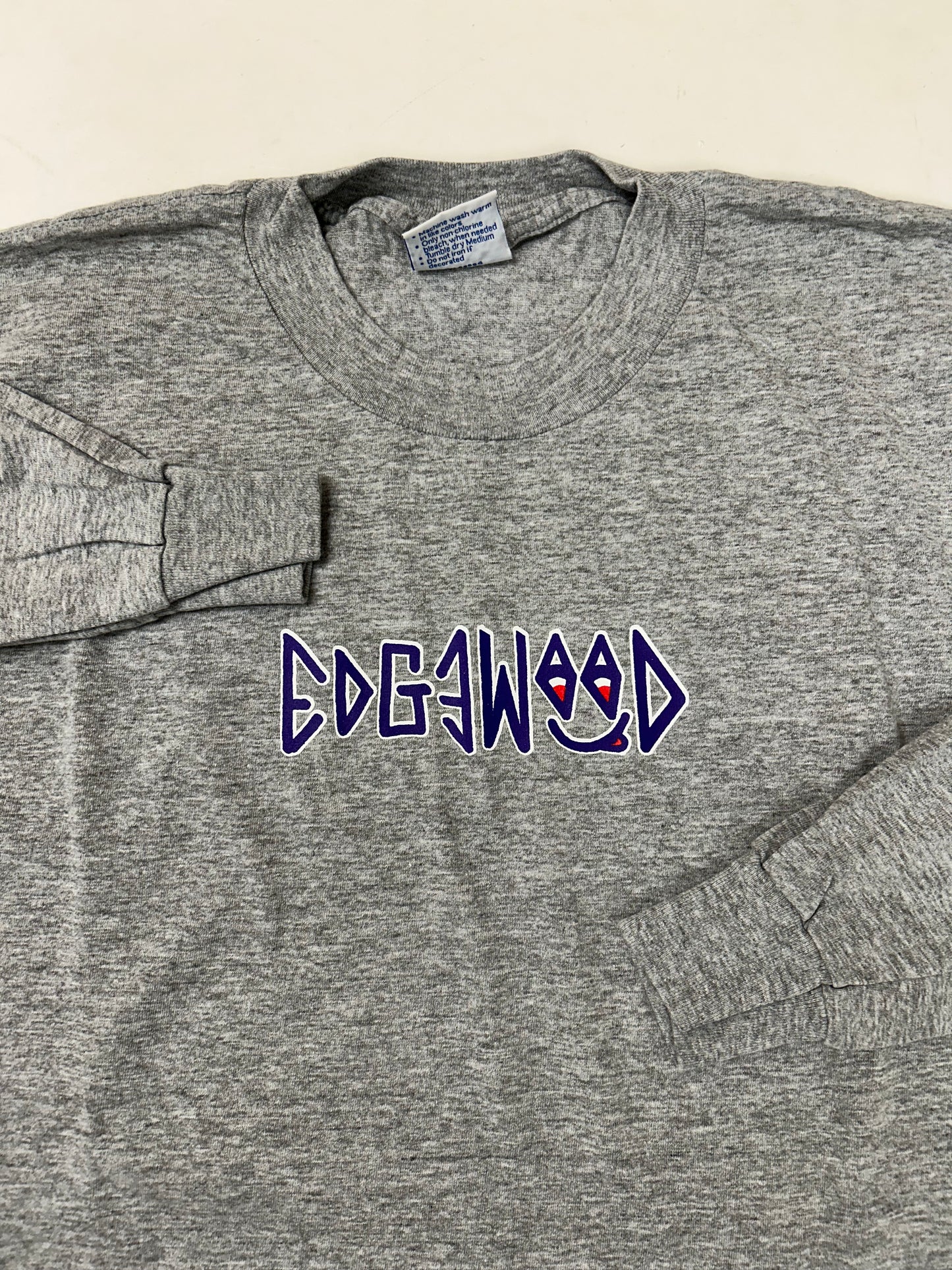 Edgewood NJ first edition “Deeper Than The Roots.” Long Sleeve Tee Gray All Sport Tag 90/10 Blend Made In USA