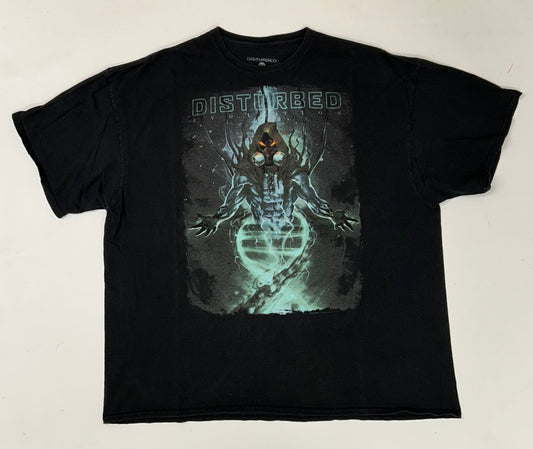 2019 Disturbed Evolution Tour Music Band Tee 2XL/3XL Fit 27.5x31.5 Inches As Is