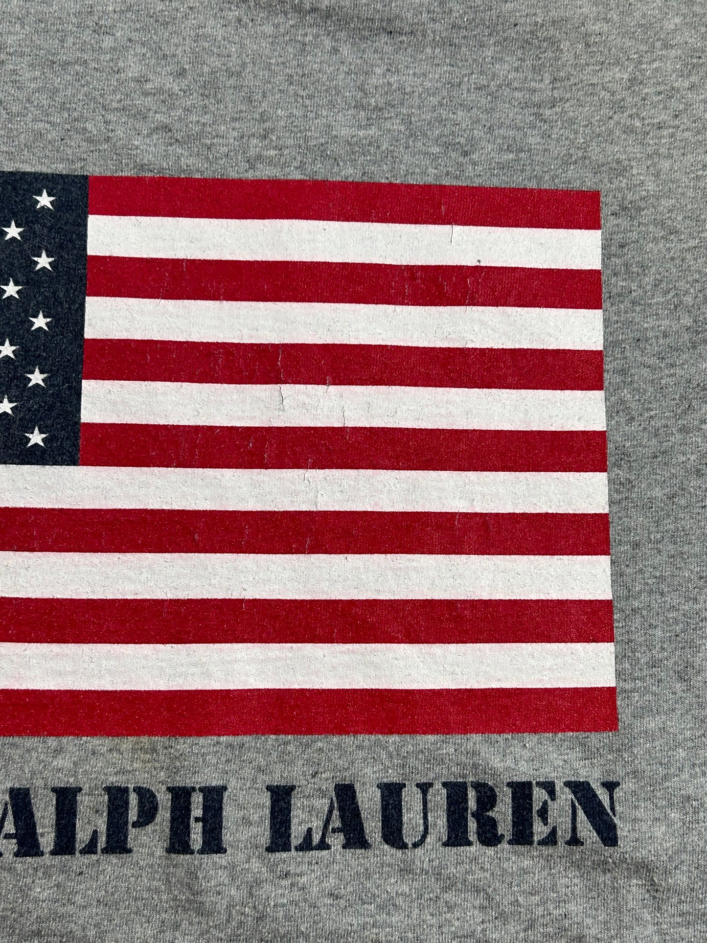 Vintage Polo Ralph Lauren USA American Flag Preppy T-Shirt Medium Fit 20.25x26 Inches