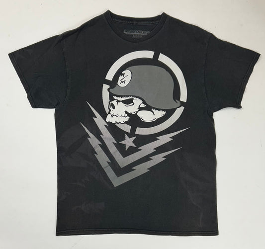 Vintage 00s Metal Mulisha Skull Sergeant Motocross Dirt Biking Shirt Meidum 19.5x25.75 Inches Faded Black As Is
