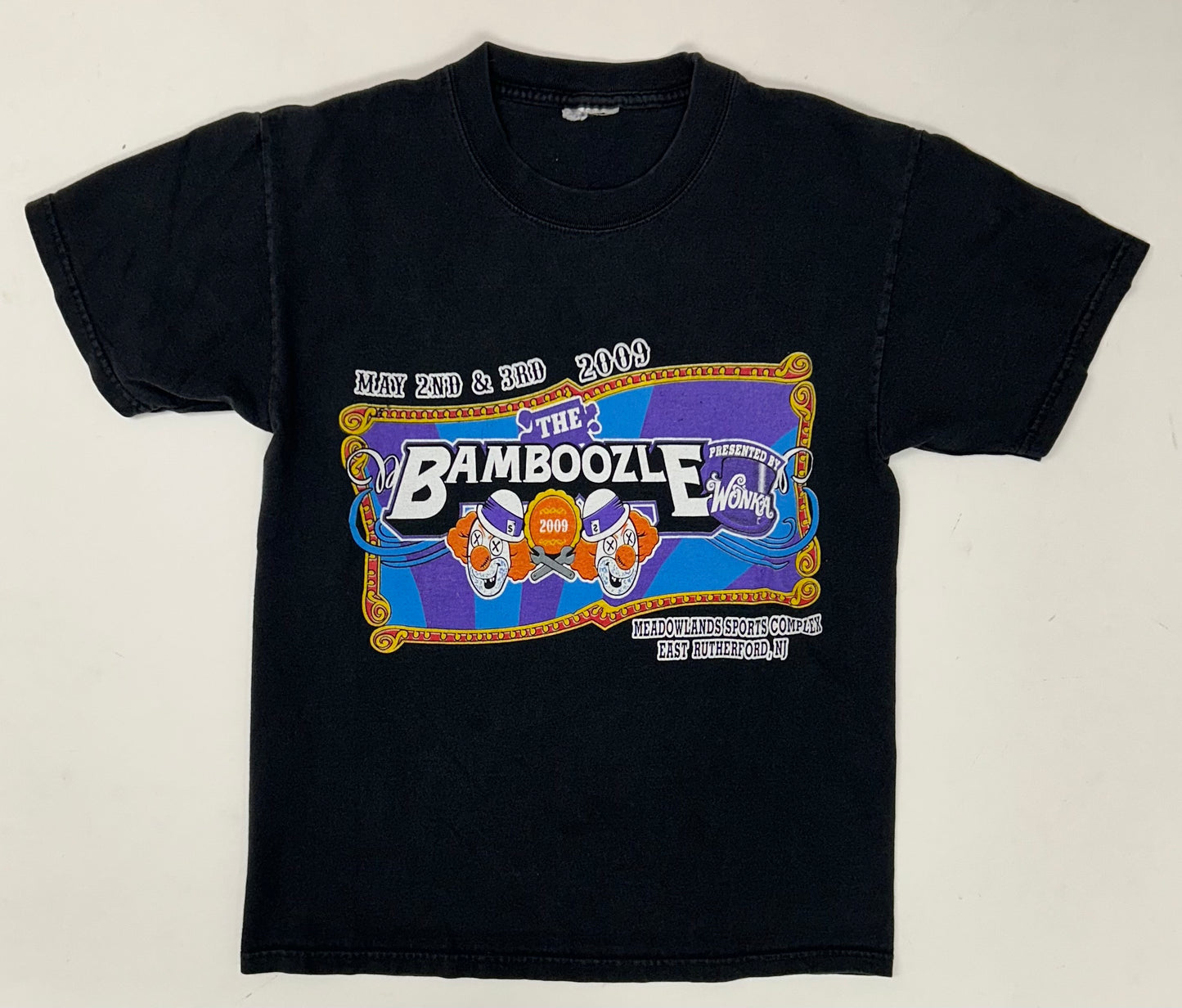 Vintage 2009 The Bamboozle Music Festival Band Meadowlands NJ Tee Small 17.25x24.25 Inches Faded Black As Is