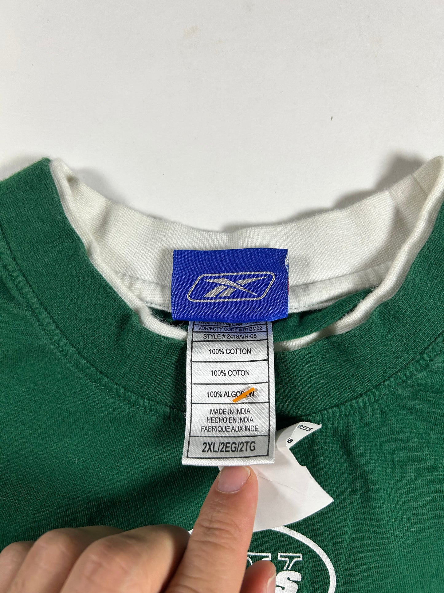 Vintage Reebok NFL New York Jets Long Sleeve Tee Y2K Style New With Mark 2XL 25.25x32.5 Inches