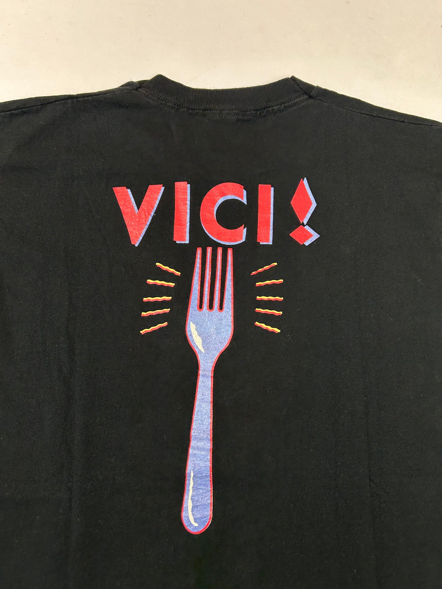 Vintage Veni Vidi Vici Fork Graphic Tee XL USA Fruit Of The Loom Single Stitch XL/L Fit