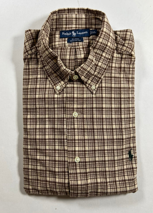 Polo Ralph Lauren Blake Long Sleeve Button-Down Polo Shirt Brand New Brown XL