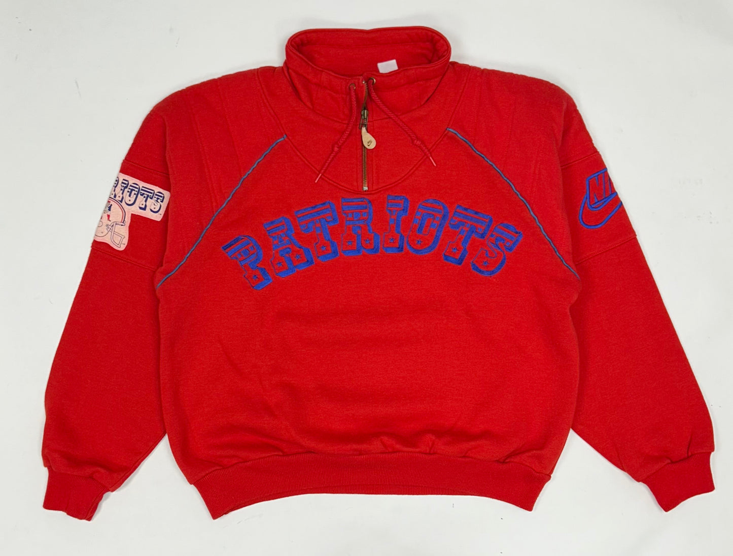 Vintage New England Patriots NFL Nike 1/4 Zip Pullover Sweatshirt Tagged Medium 24.5x25 Inches 80s