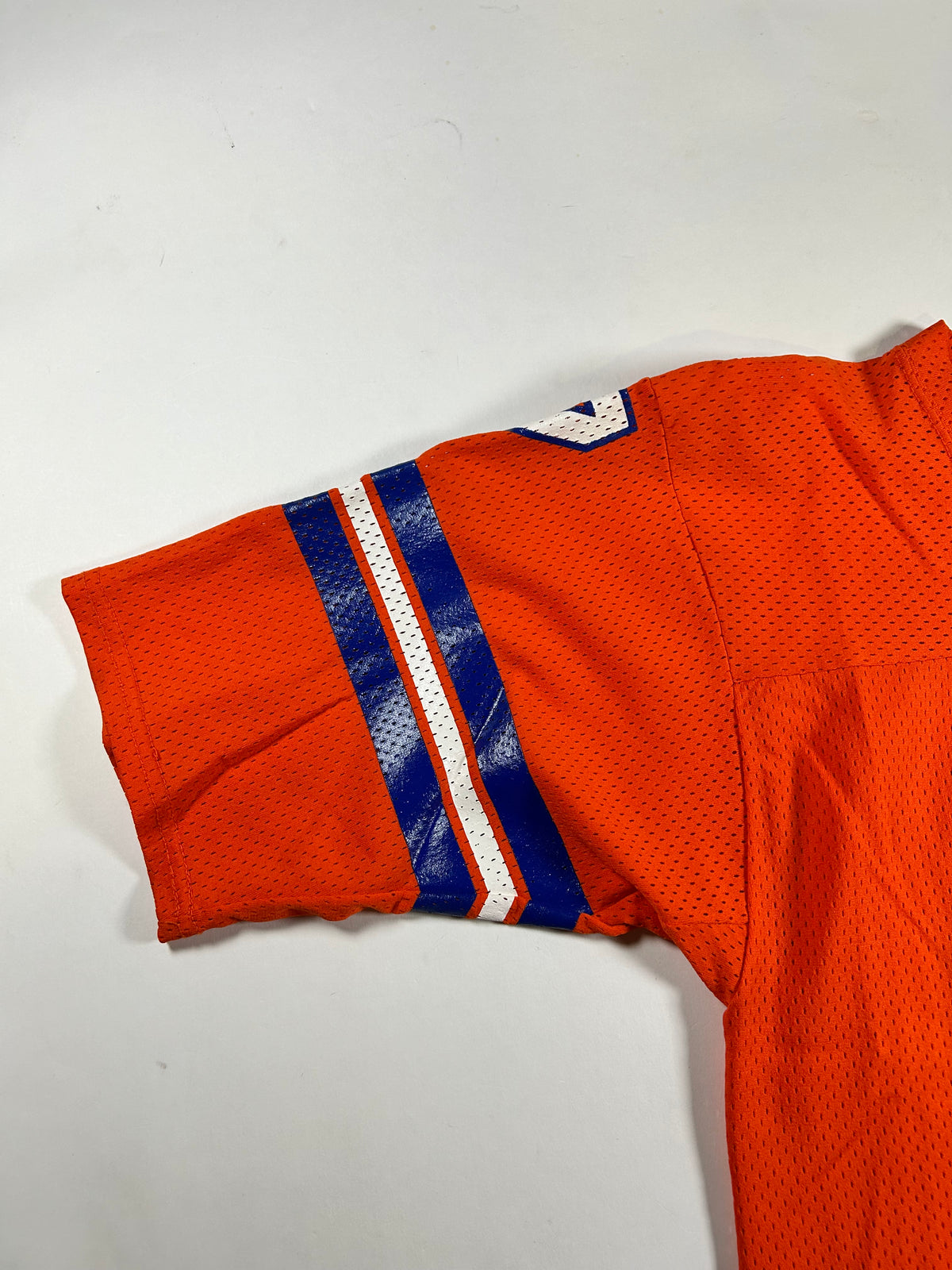 Vintage 80s Sand Knit Denver Broncos John Elway NFL Orange Jersey USA Small 17.5x30 Inches