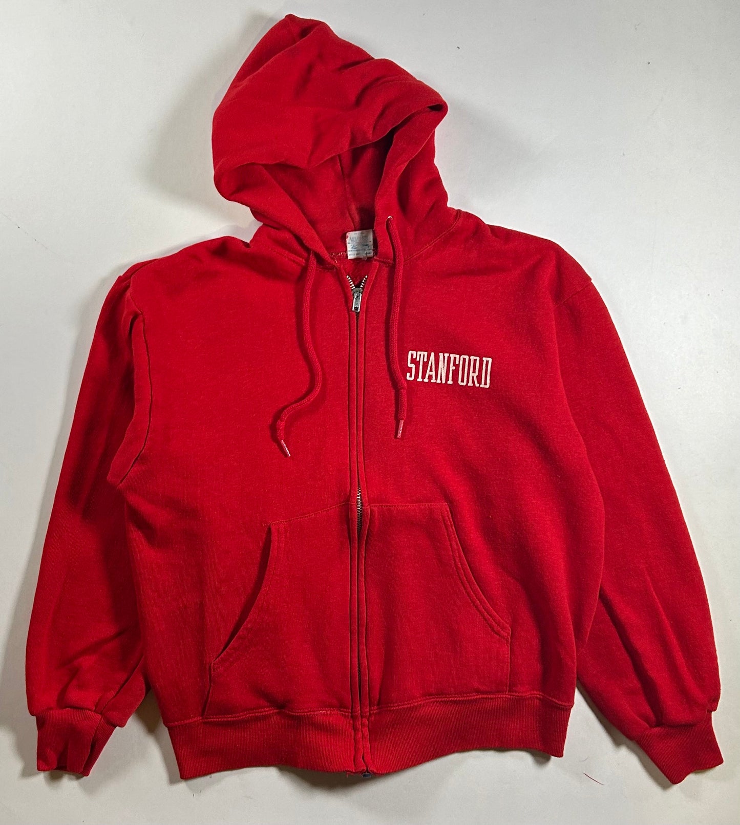 Vintage 80s Artex Stanford University Zip Up Hoodie Sweatshirt Made in USA 21x23 Inches