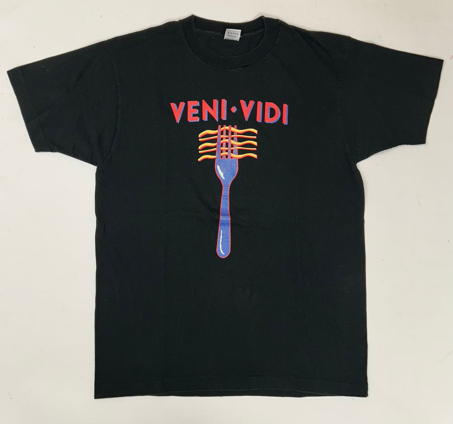 Vintage Veni Vidi Vici Fork Graphic Tee XL USA Fruit Of The Loom Single Stitch XL/L Fit