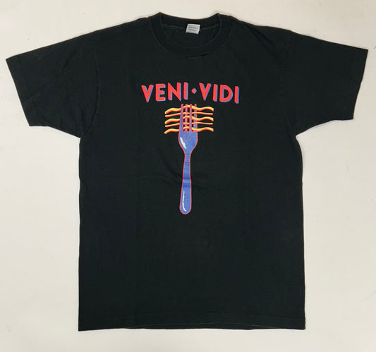 Vintage Veni Vidi Vici Fork Graphic Tee XL USA Fruit Of The Loom Single Stitch XL/L Fit