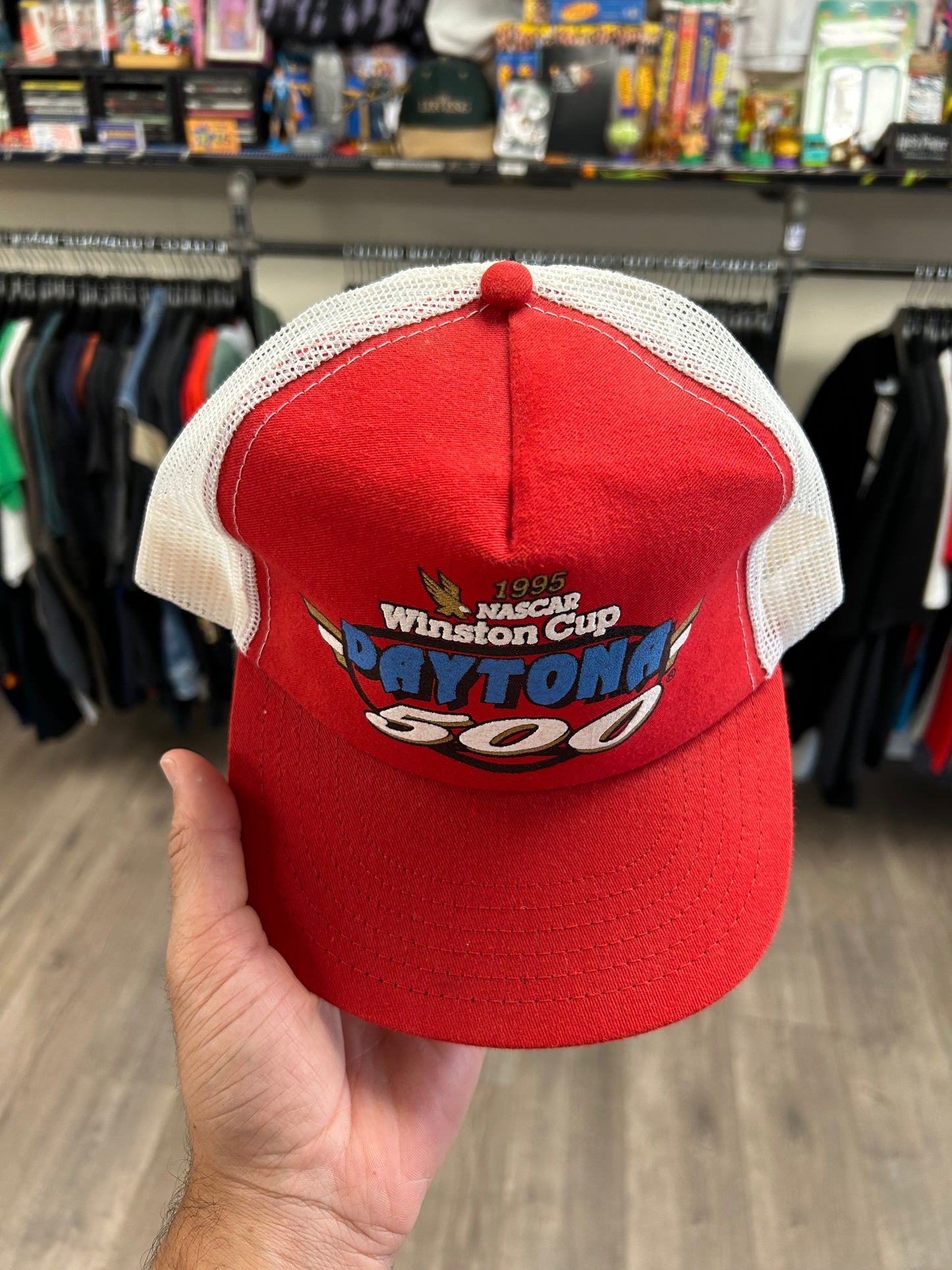 Vintage 1995 NASCAR Winston Cup Daytona 500 Trucker Snapback Hat Car Brand New