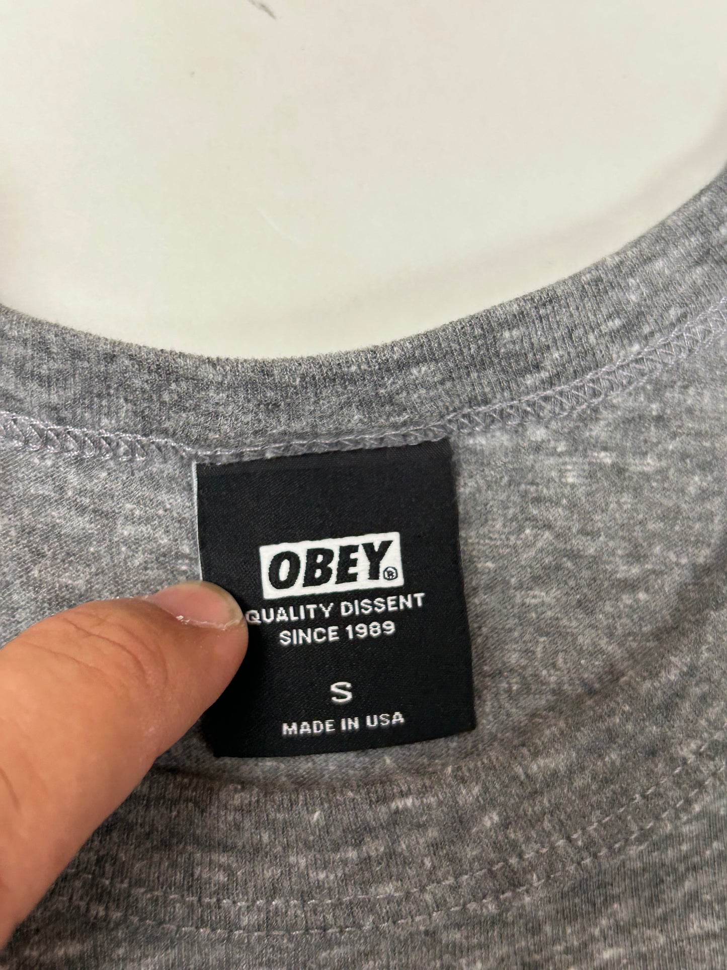 OBEY Dissent Worldwide Tee Gray  Small/Medium Fit 19.5x26.25 Inches