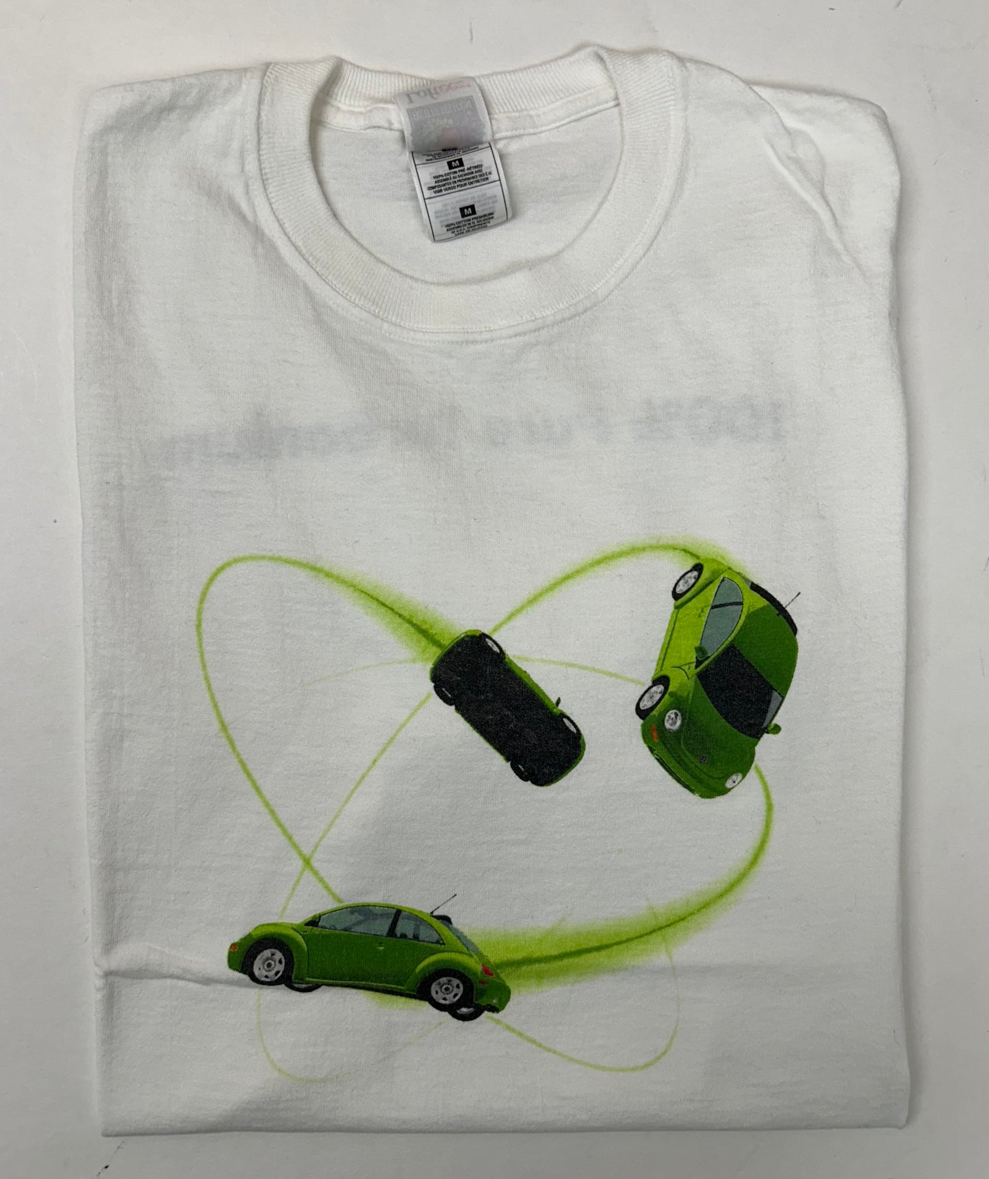 Vintage Volkswagen Beatle 100% Pure Turbonium Car Promo Tee Medium 19.75x27.5 Inches White
