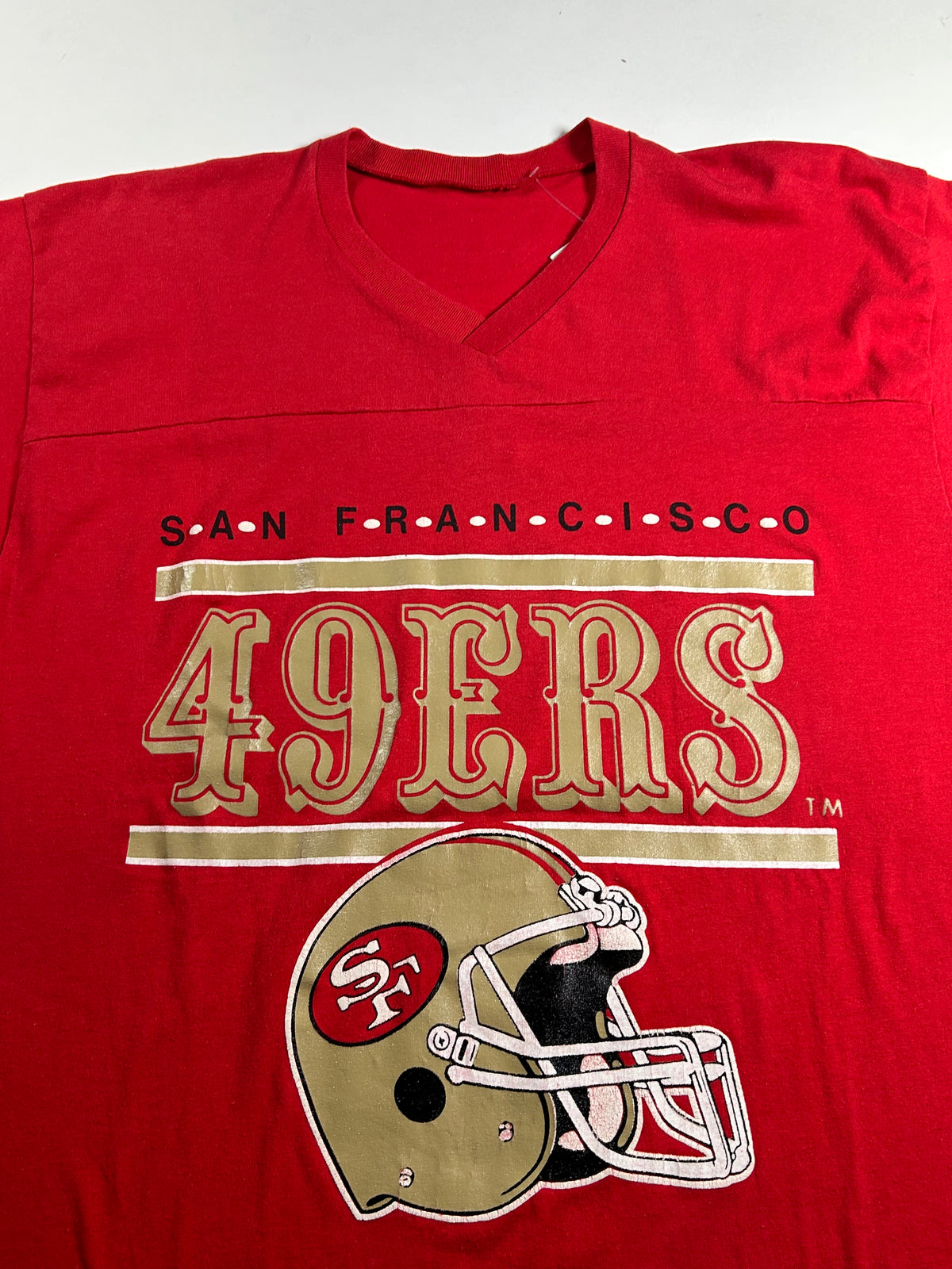 Vintage 80s Champion San Francisco 49ers NFL 3/4 Sleeve Tee L/M Fit 20.25x29.5 Inches