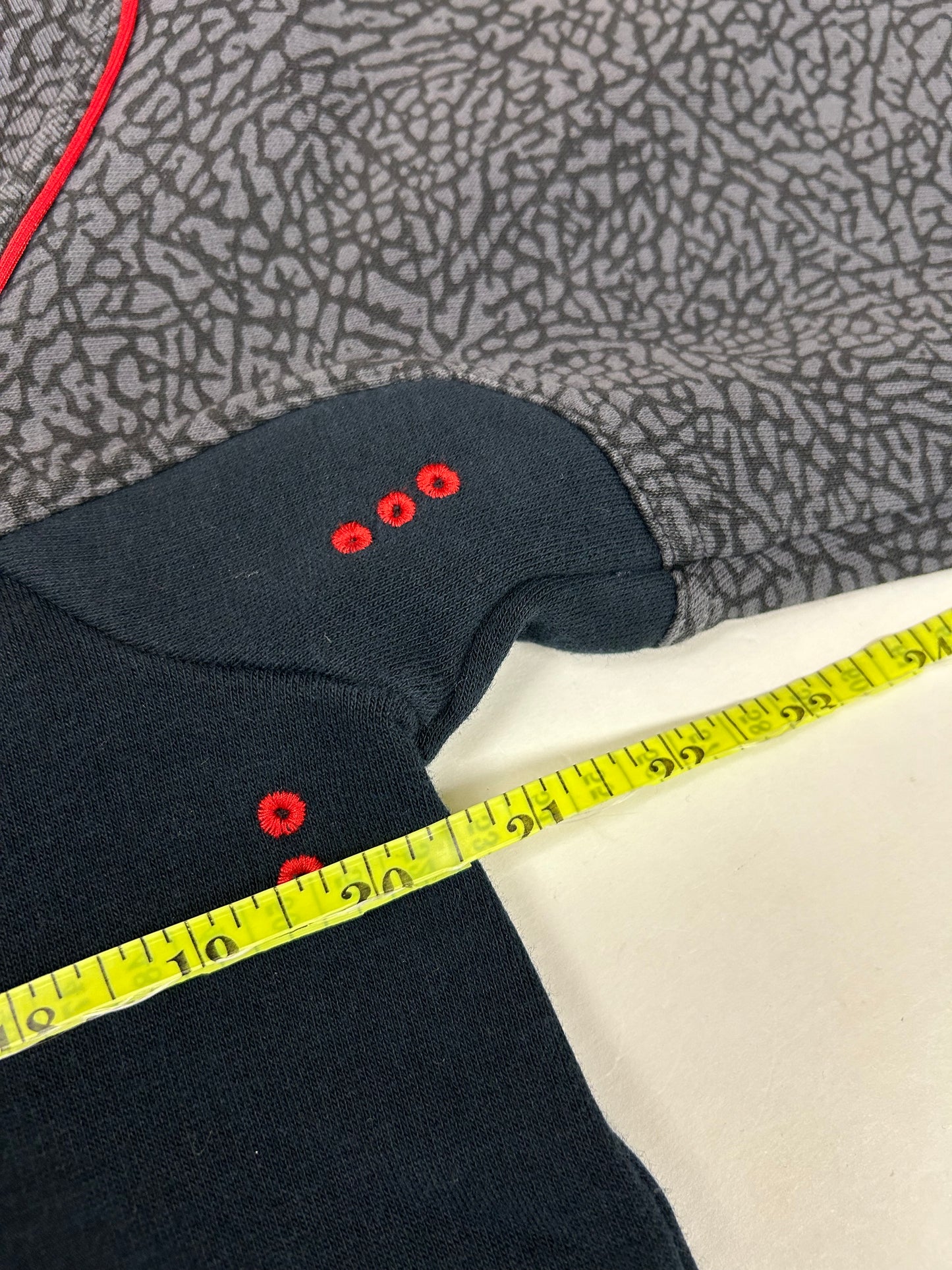 Air Jordan Cement Elephant Print 1/4 Zip Sweatshirt Retro 3 Black Cement Medium 20.5x27 Inches