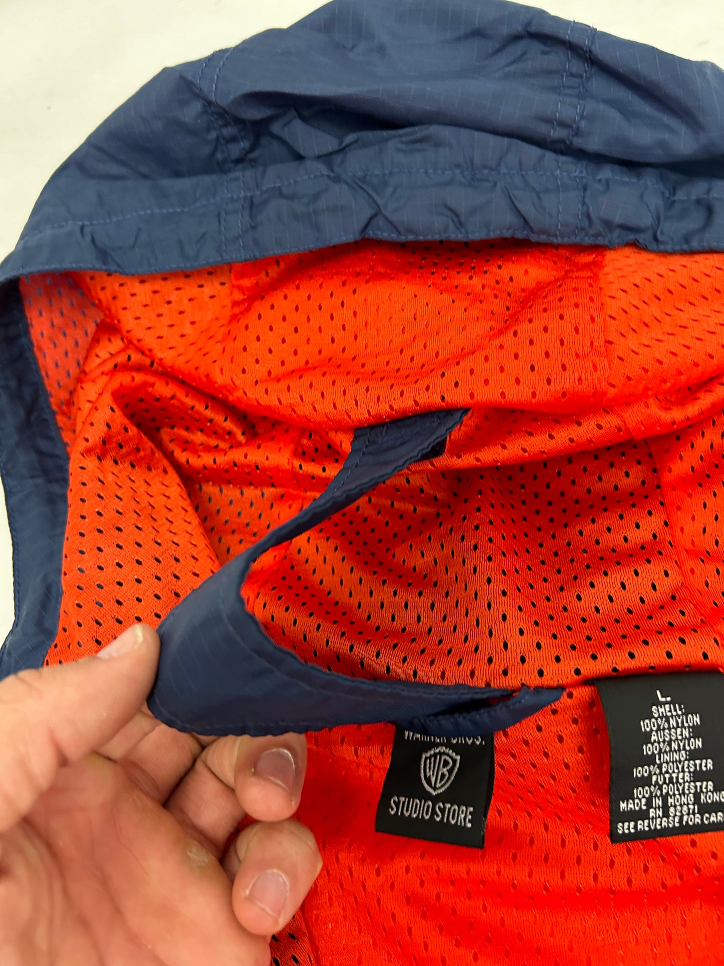 Vintage 1996 Warner Bros. Looney Tunes Bugs Bunny Longitude/Latitude Windbreaker Jacket Large 27.25x29.25 Inches Can Fit XL