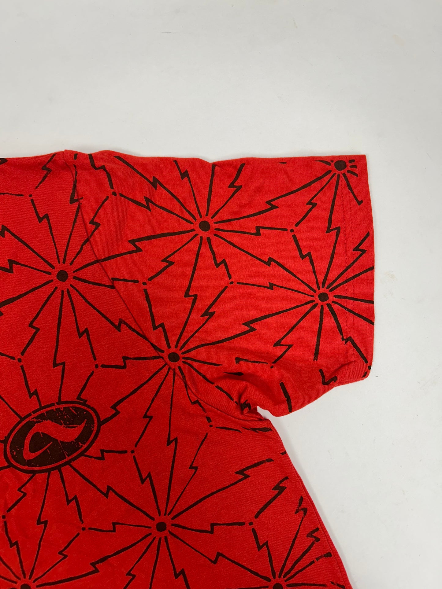 Vintage Adio Footwear Skate Logo AOP Graphic Tee Medium Slim Fit 20x29.25 Inches Red Skateboarding Adio