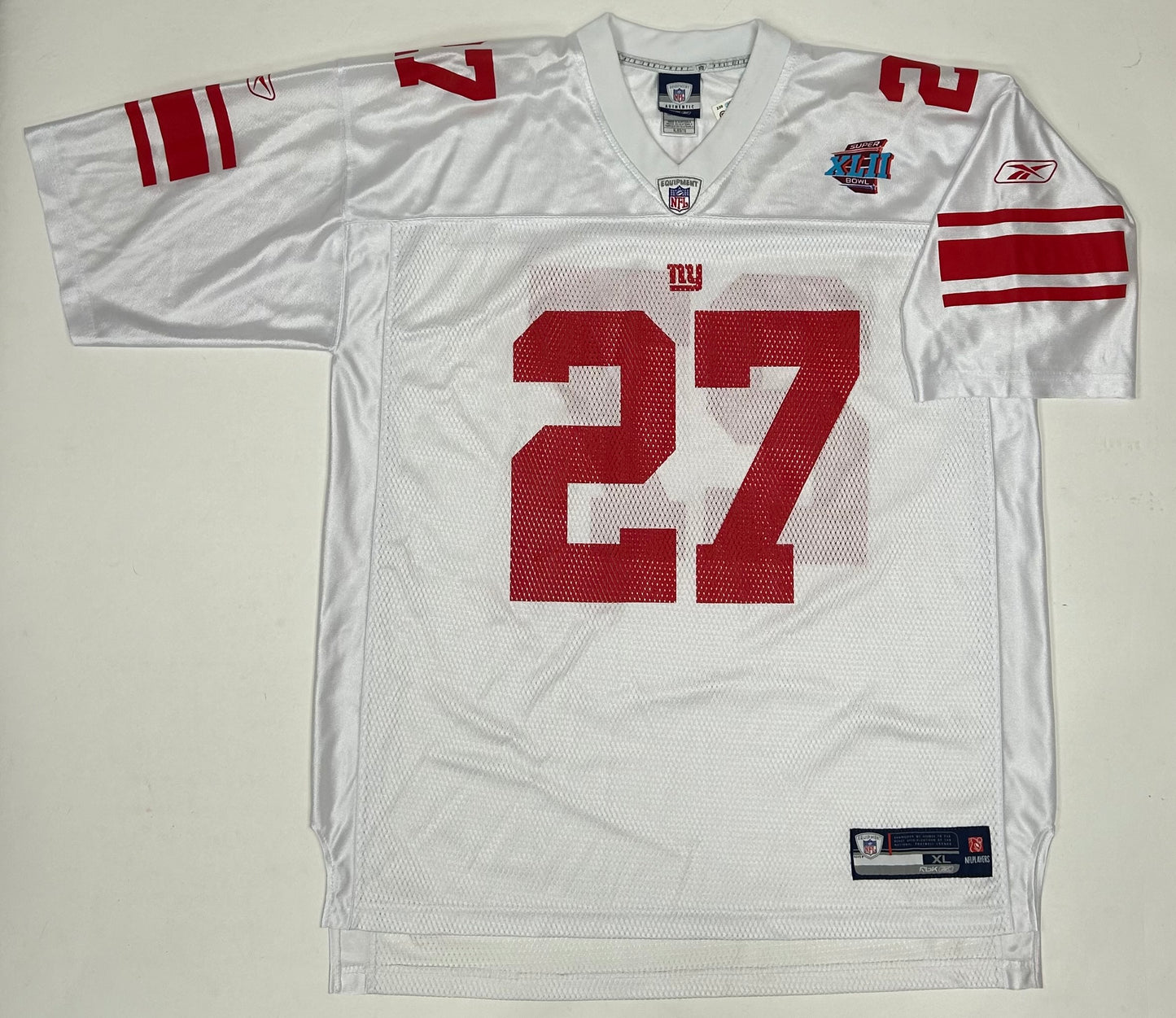 Vintage Reebok New York Giants Brendon Jacobs #27 Super Bowl XLII Jersey XL 26.5x33.75/35.5 Inches White