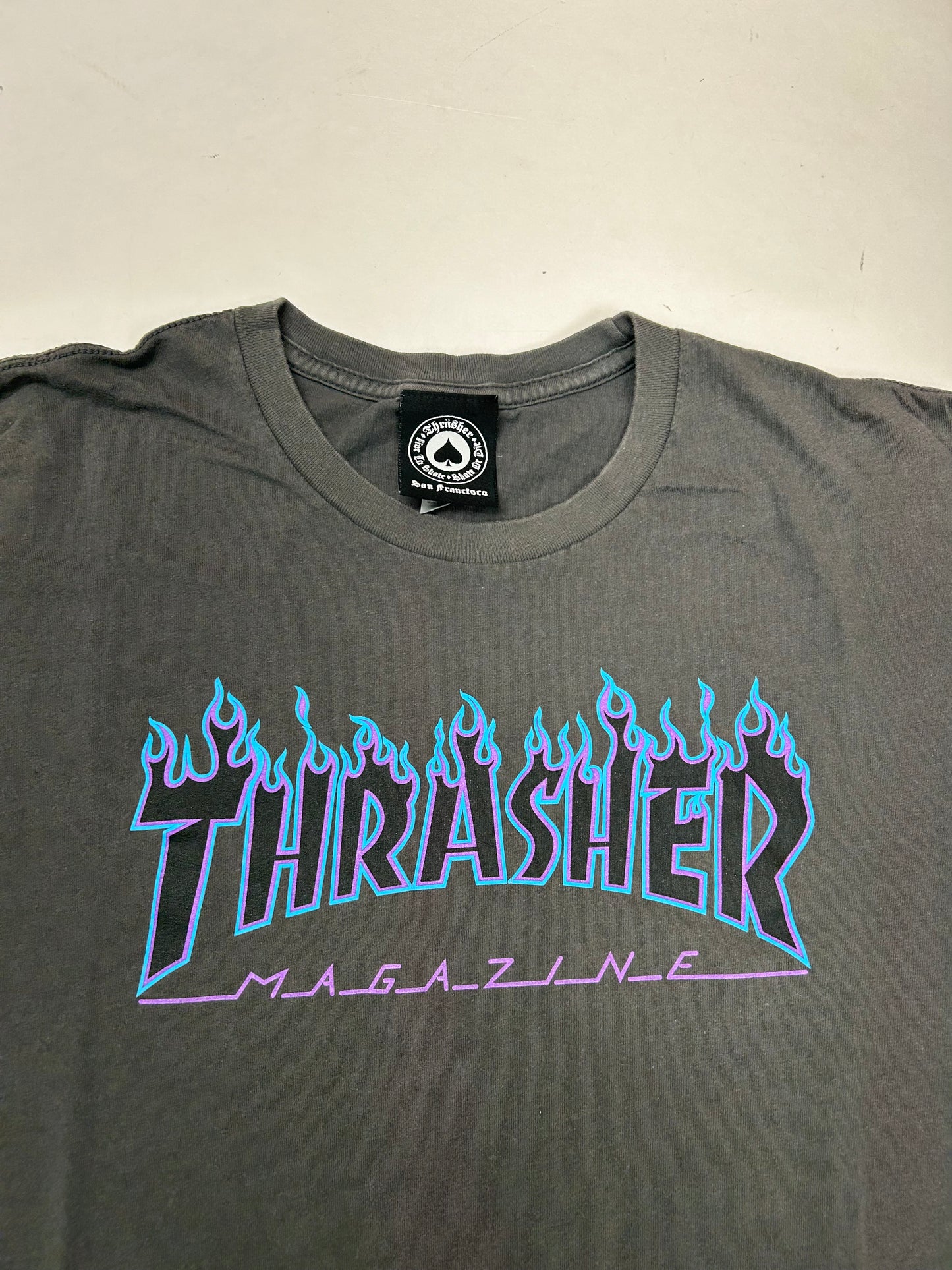 Thrasher Magazine Skateboard Mag Tee Large 20.75x28 Inches Gray