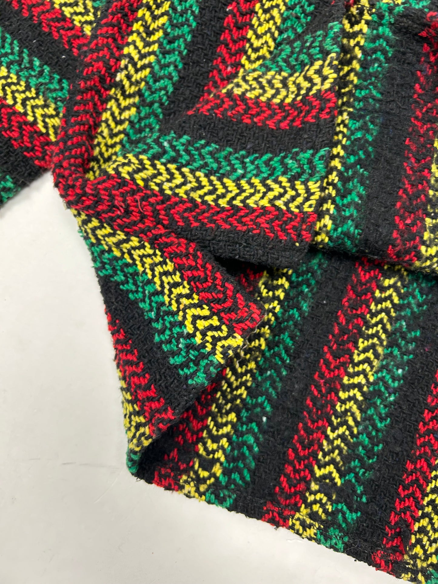 BAJA JOE Drug Rug Rasta Woven Knit Sweater Hoodie Jamaca Tagged Small Mexico