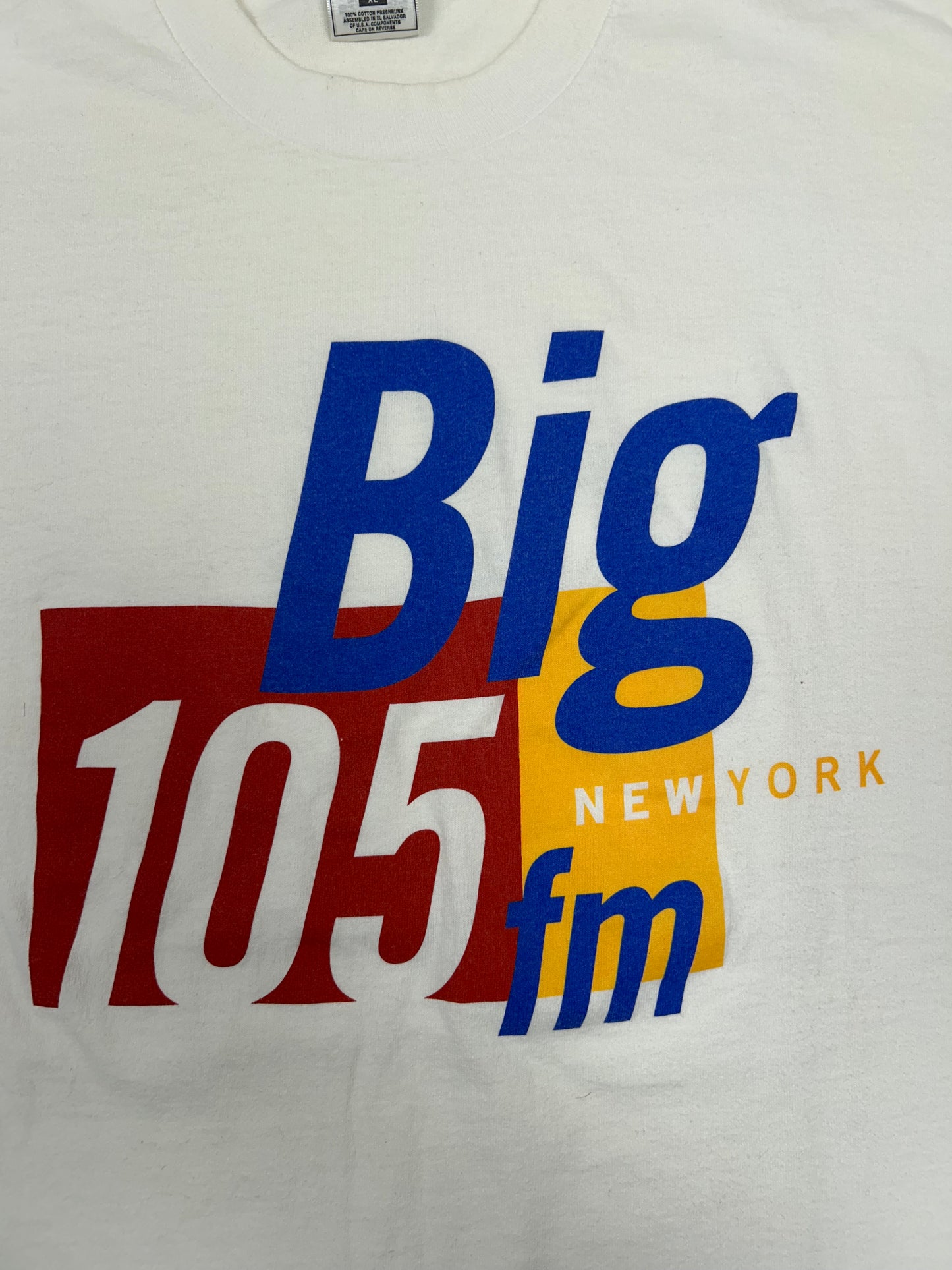 Vintage 90s Radio Station Big 105 FM New York Promo Tee XL 23.5x31.25 Inches