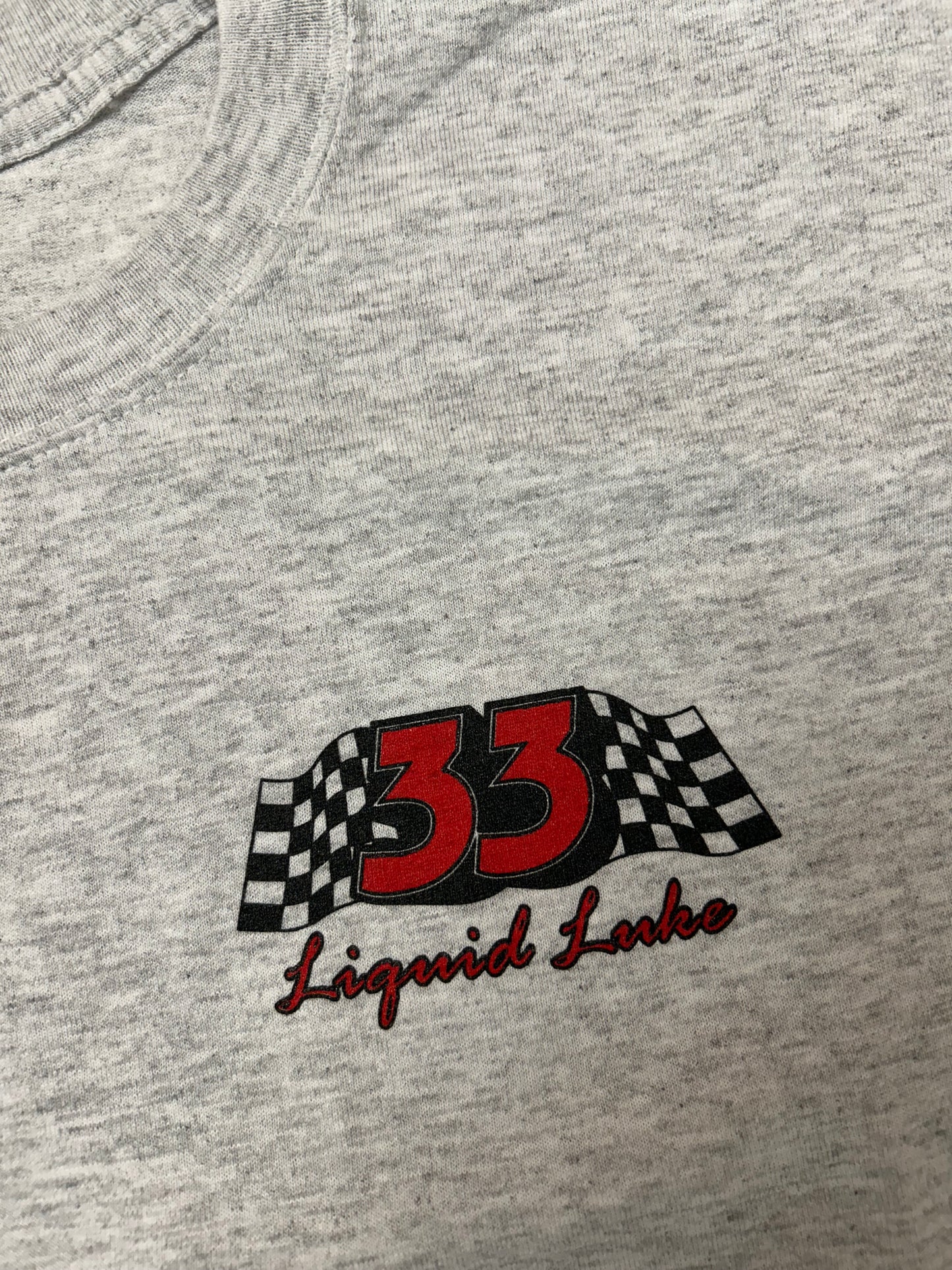 Vintage 2000s Liquid Like Team 33 Munroe Racing Car Tee Large 21.5x29 Inches Gray
