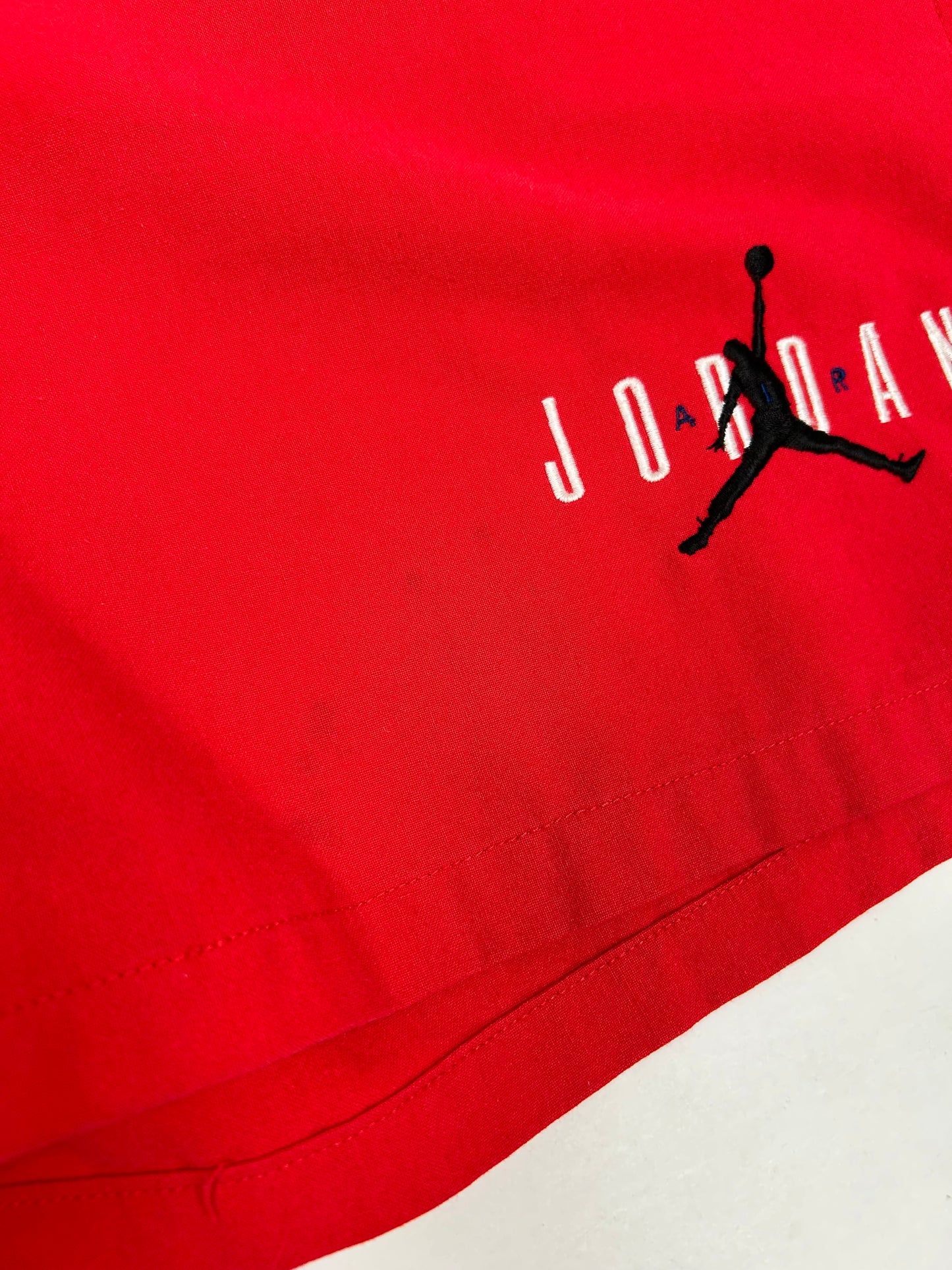 Vintage Nike Air Jordan 'Spellout Logo' Red Drawstring Shorts 1991 Rare Large Fit Big 21x20 Inches