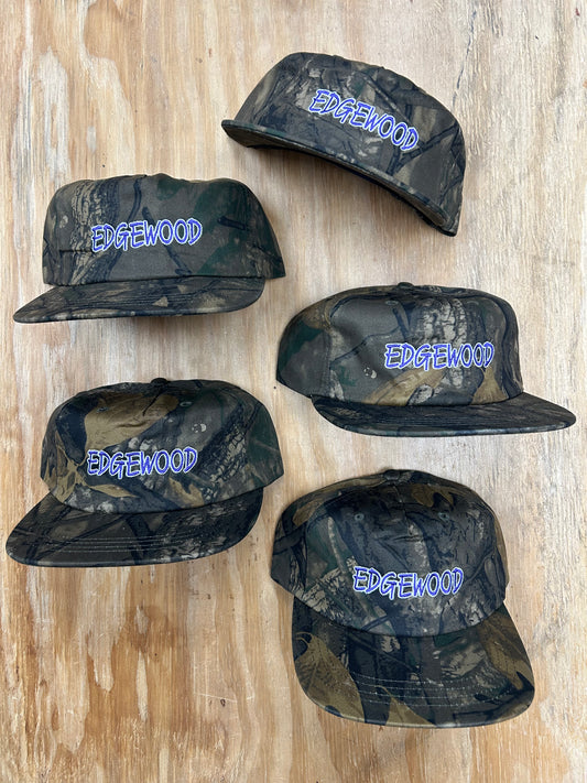 Edgewood NJ Team Spell Out Logo 5 Panel Cotton Adjustable SnapBack Hat Vintage Camo