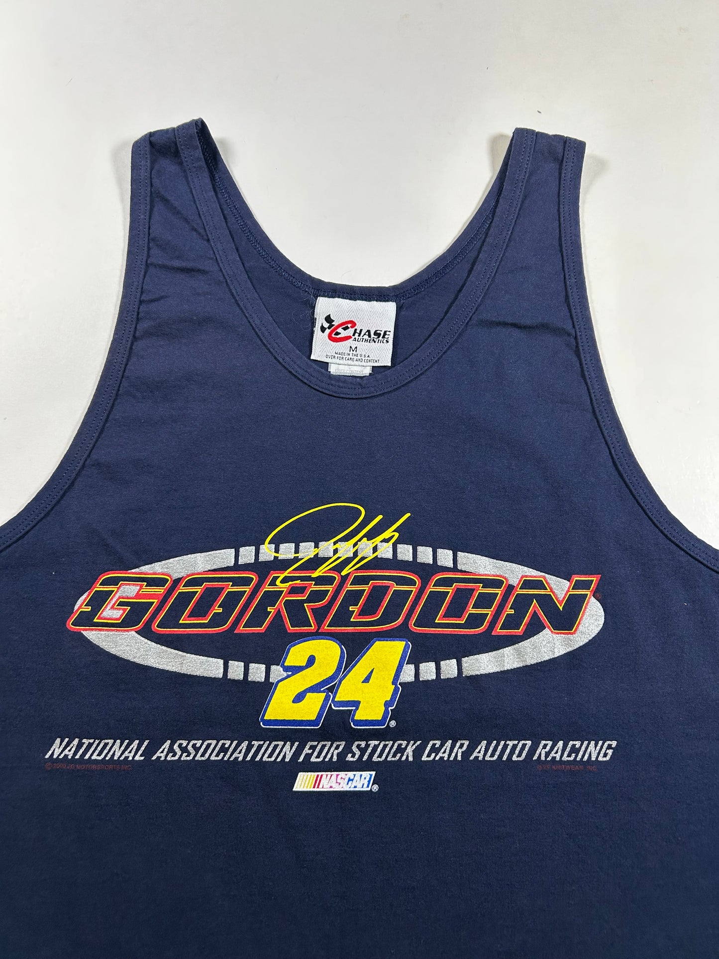 Vintage 2000 Jeff Gordon #24 NASCAR Chase Authentics Tank Top Shirt Medium 19.5x28.25 Inches As Is Navy USA