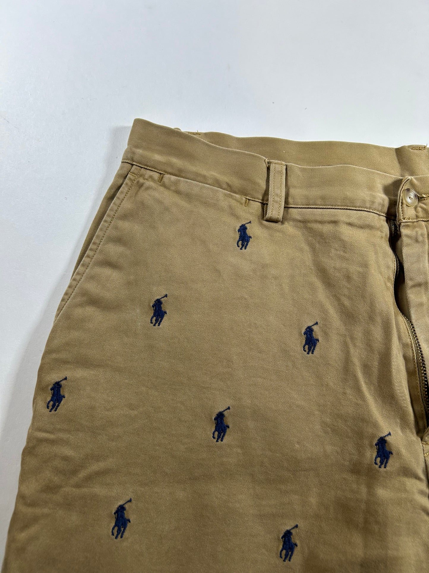 Polo Ralph Lauren All Over Pony Chino Shorts Khaki Classic Fit 9” 35 18x20.75/21 Inches