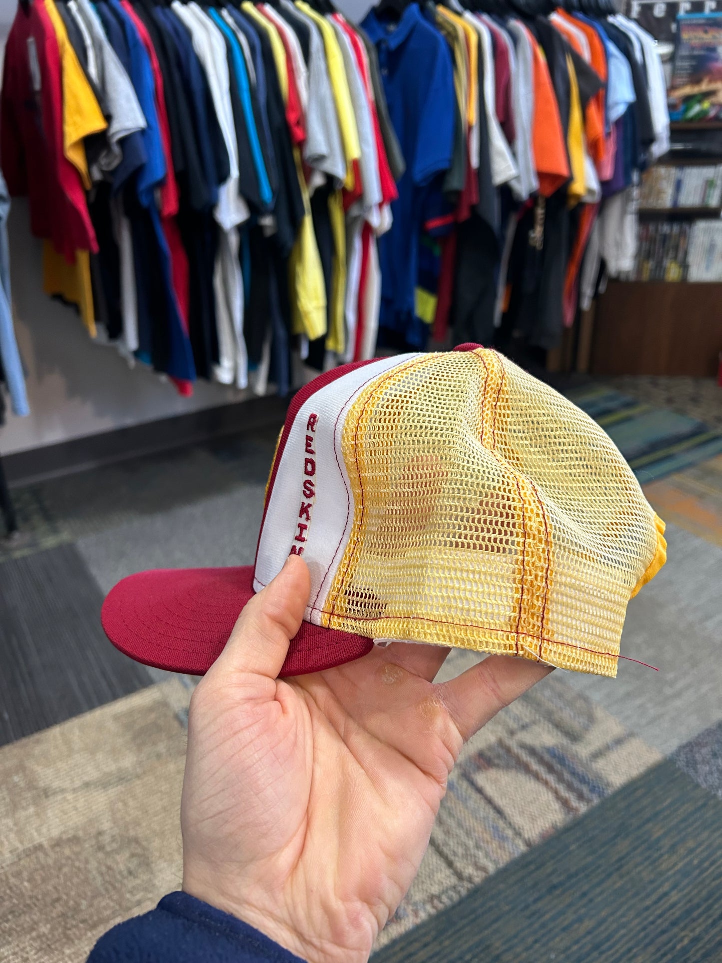 Vintage Washington Redskins NFL Team AJD Trucker SnapBack Hat USA Nylon