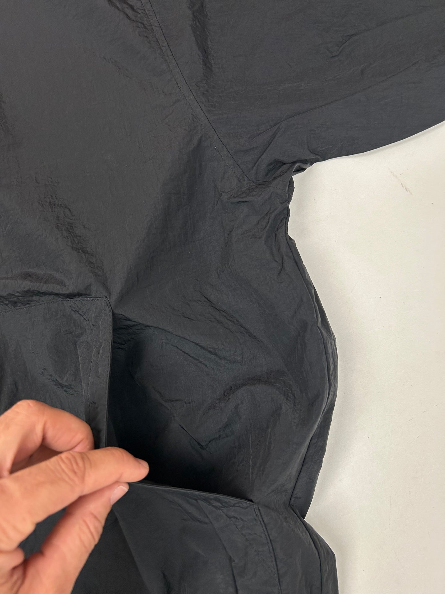 Vintage 90s Nike Swoosh V-neck Pullover Windbreaker Jacket 2XL 29.25x30.5 Inches Blue/Black/White