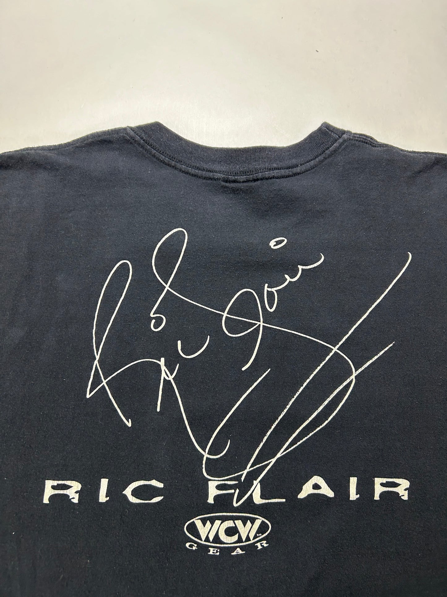 Vintage 1997 Ric Flair WCW Steve Stanley Signature Wrestling Tee XXL 27.75x29 Inches