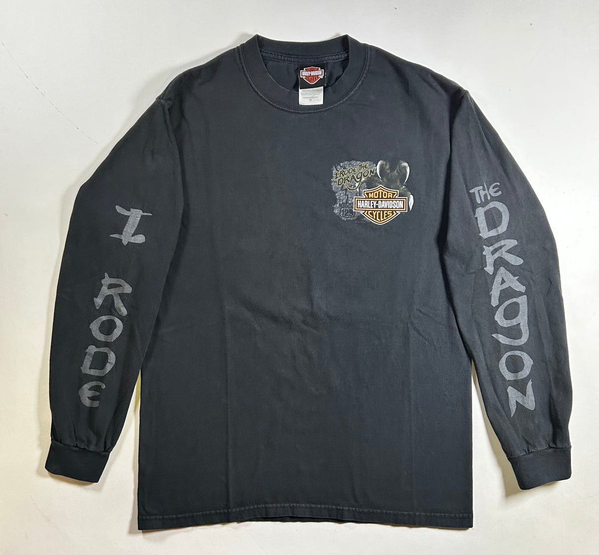 Vintage 2000s Harley Davidson/Buell Smoky Mountain I Rode The Dragon Motorcycle Long Sleeve Tee Medium 19.75x27.5 Inches