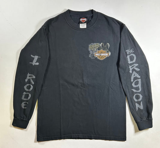 Vintage 2000s Harley Davidson/Buell Smoky Mountain I Rode The Dragon Motorcycle Long Sleeve Tee Medium 19.75x27.5 Inches
