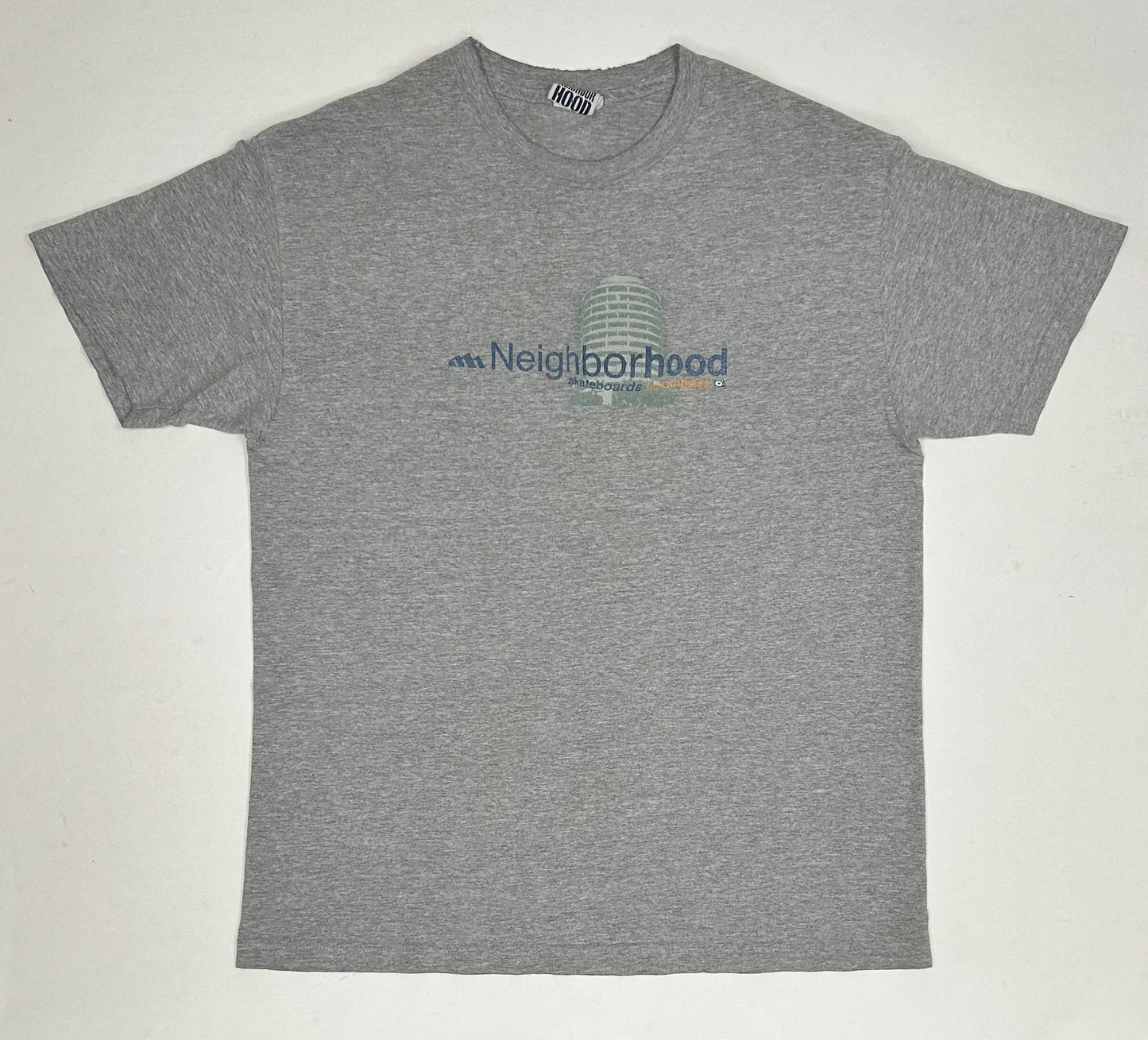 Vintage Neighborhood Skateboards Los Angeles Skate Tee Worn In Nicely Large Fit 22.25x29.5 Inches Gray