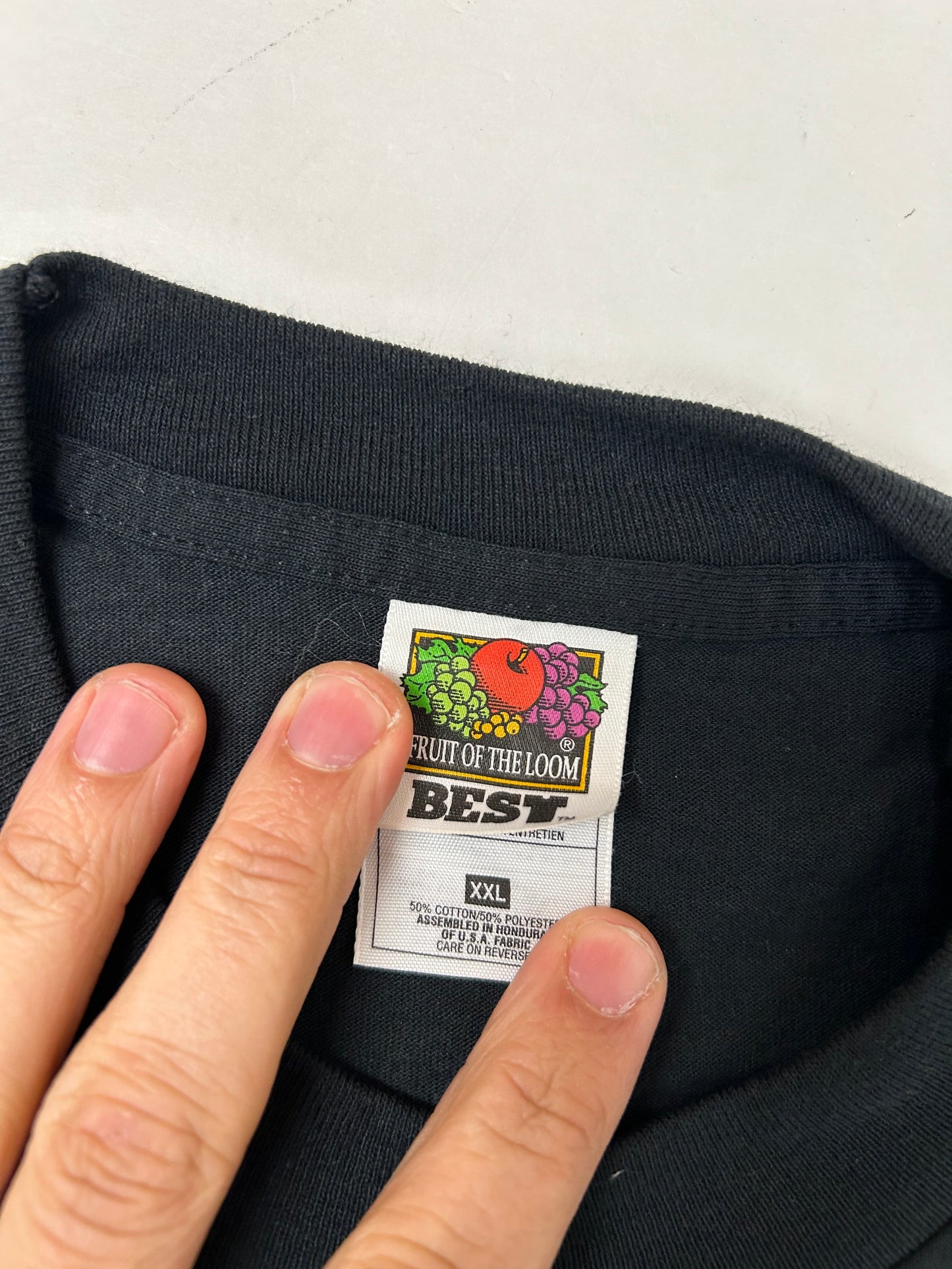 Edgewood NJ first edition “Deeper Than The Roots.” Tee 2XL 25.75x31.25 Early 00s Late 90s Fruit Of The Loom Best 50/50 Blend Assembled In Honduras Of USA