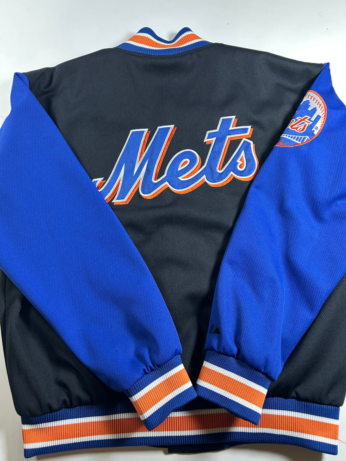 Vintage New York Mets Majestic Jacket MLB Baseball Snap Buttons Has Flaw See Med