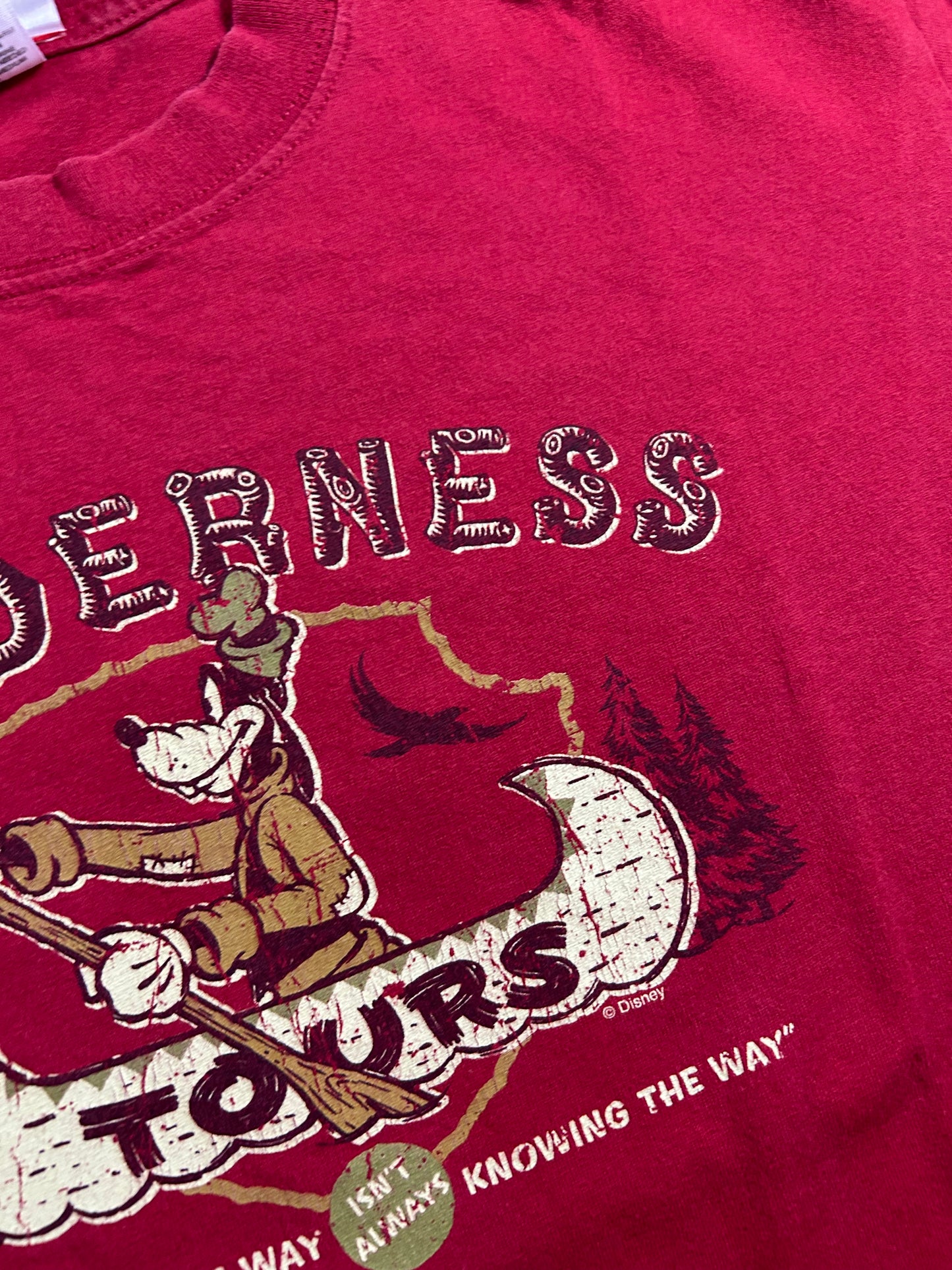 Vintage Disney Goofy’s Wildnerness Tour Goofy Red T-shirt Medium 20.5x25.5 Inches