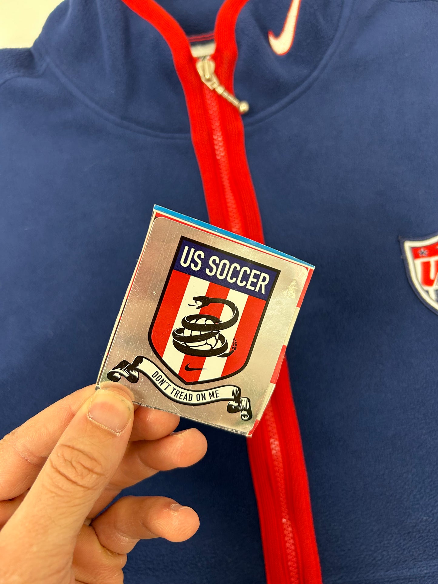 Vintage Nike USA Soccer Team Vest XL Blue Red Fleece Swoosh With USA Sticker