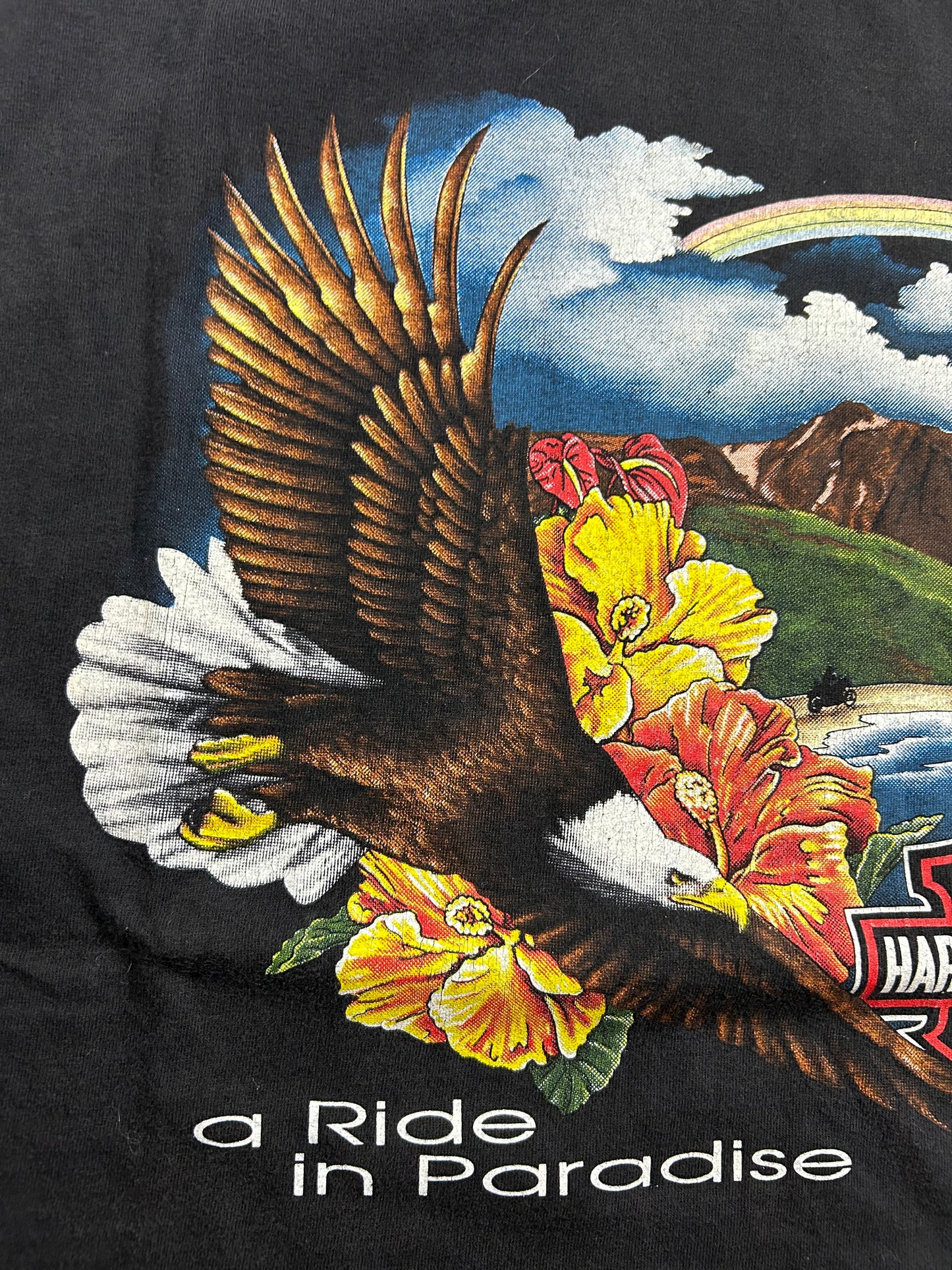 Vintage Harley-Davidson Motorcycles Pacific Maui, Hawaii 'A Ride in Paradise' XL 23.25x30 Inches