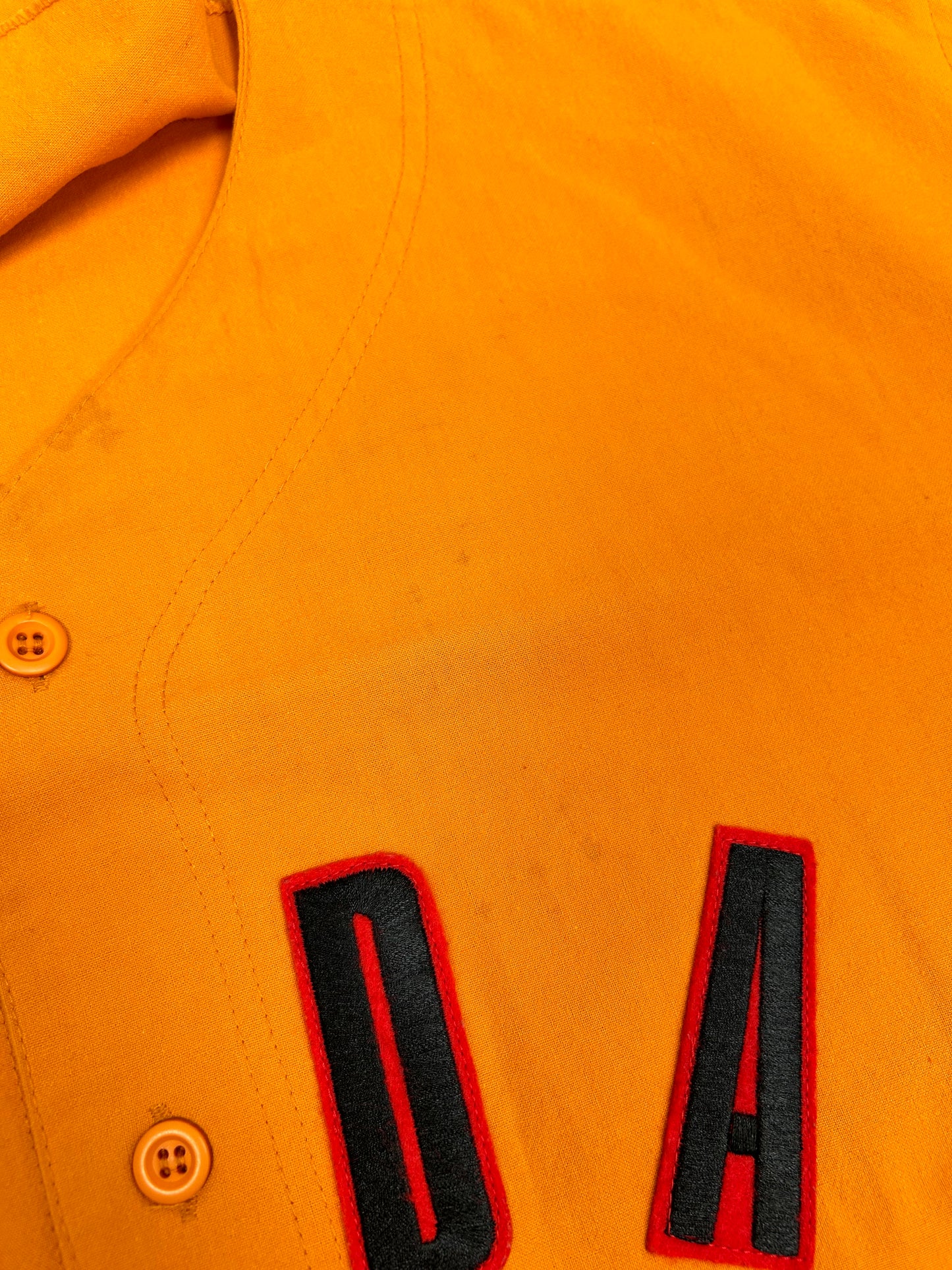 Vintage Nike Air Jordan 'Spellout Logo' Baseball Jersey Orange 1991 Rare Large 25.5x31/33.5 Inches