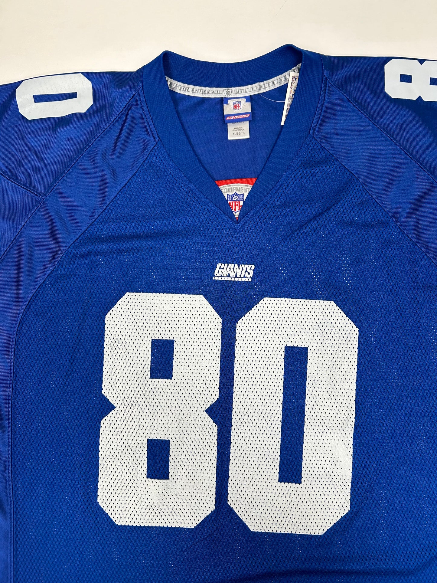 Vintage 00s Reebok New York Giants Jeremy Shockey #80 NFL Jersey XL 26.75x32/34 Inches Blue