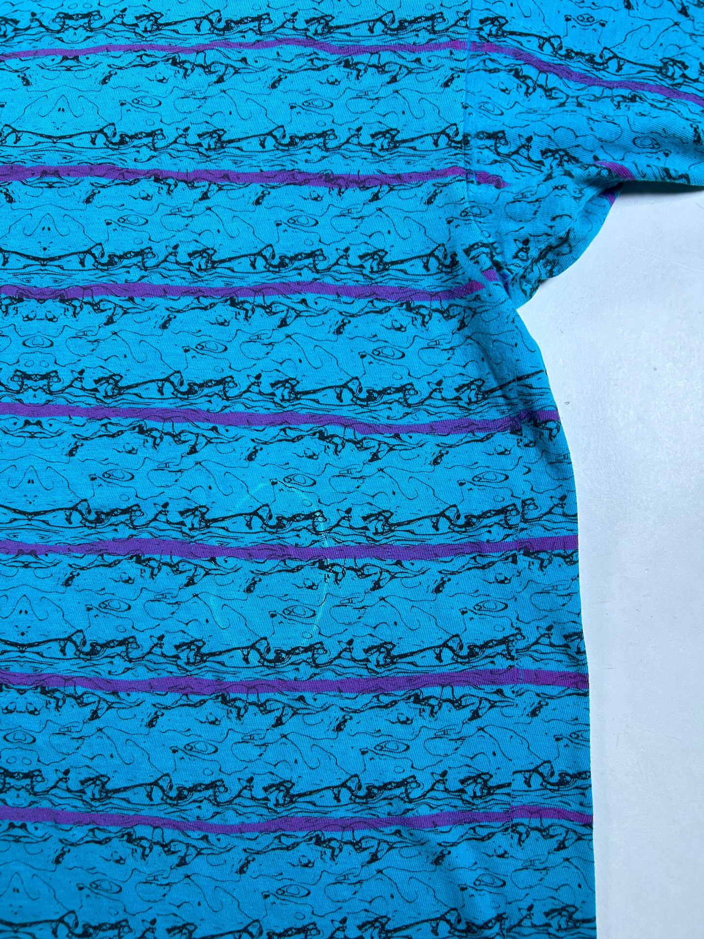 Vintage Surf Odyssey Surfing AOP Abstract Print Tee XL 24.25x29.25 Inches As Is Worn