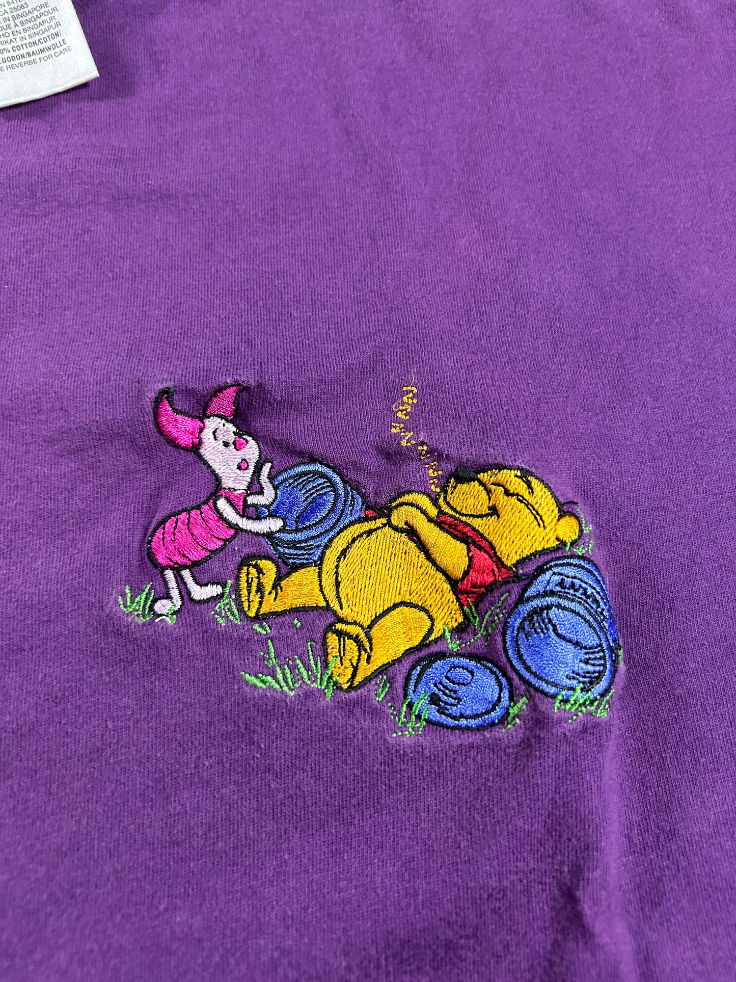 Vintage Disney Winnie The Pooh & Piglet Embroidered Logo Tee XL The Disney Store