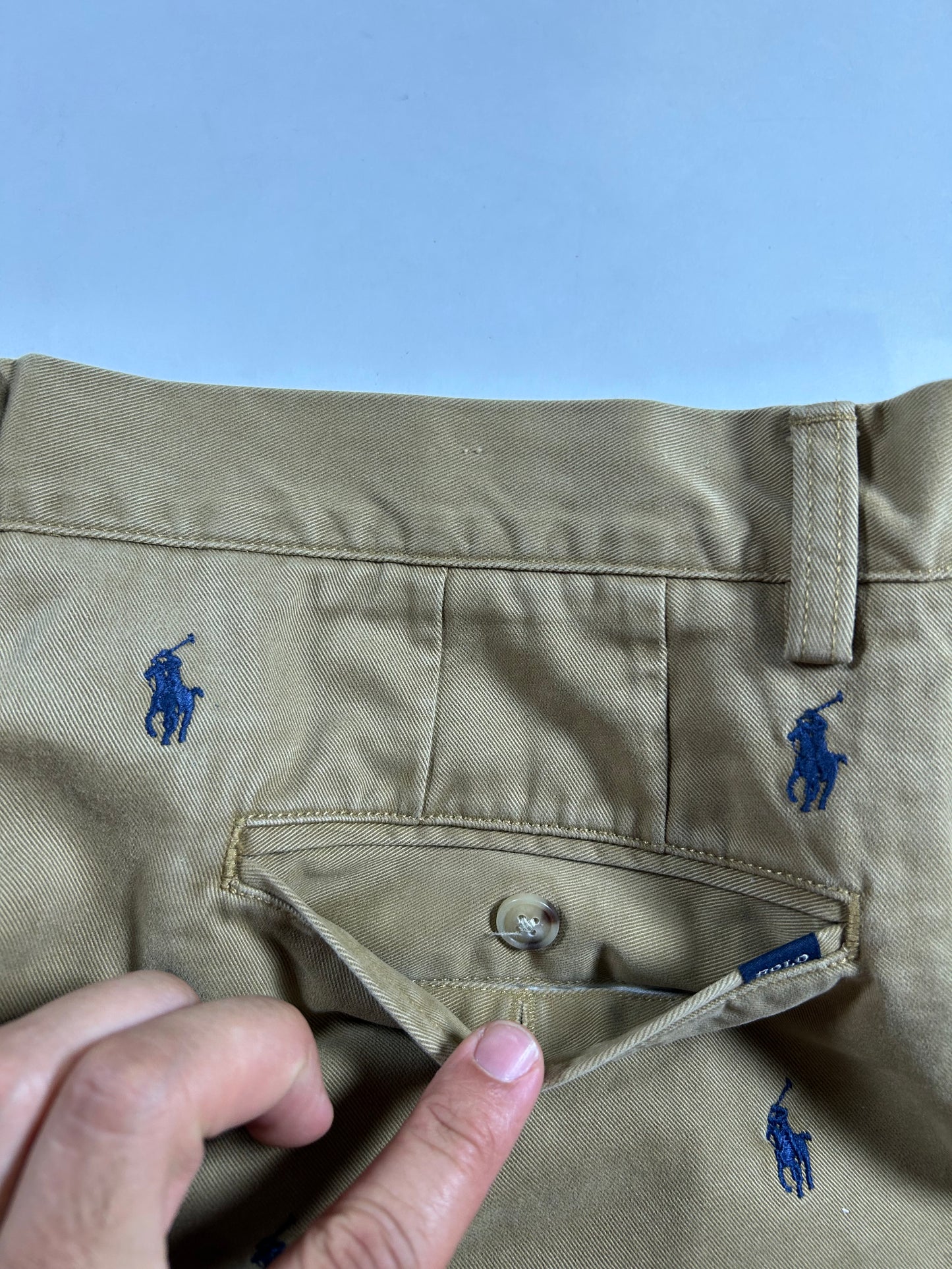 Polo Ralph Lauren All Over Pony Chino Shorts Khaki Classic Fit 9” 35 18x20.75/21 Inches