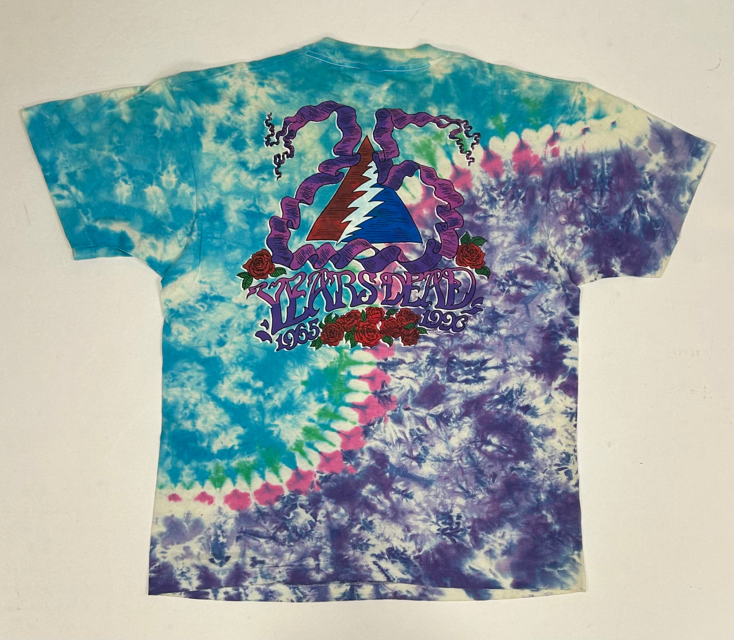 Vintage Grateful Dead 25 Years Dead 1990 Tie Dye Skeleton Music Band Tee Large 22x28.75 Inches