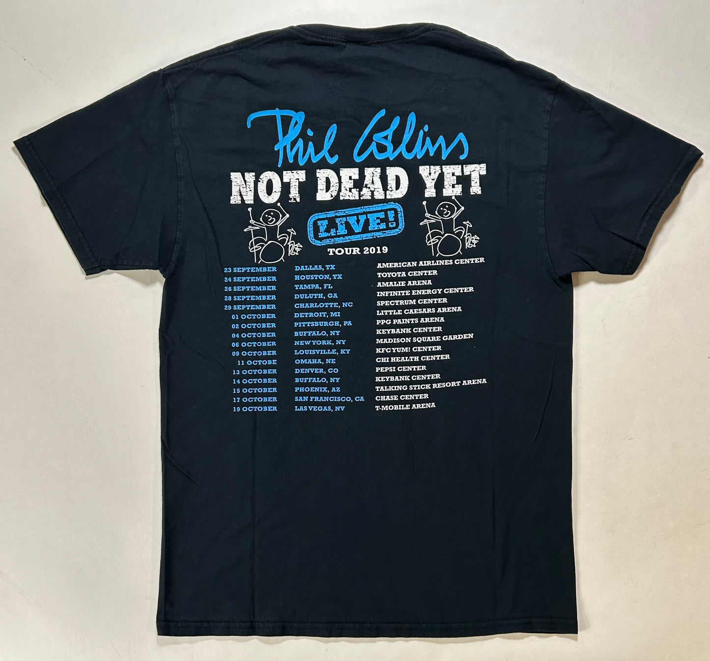 Phil Collins Not Dead Yet Tour 2019 Parking Lot Tee Medium 19x27.25 Inches